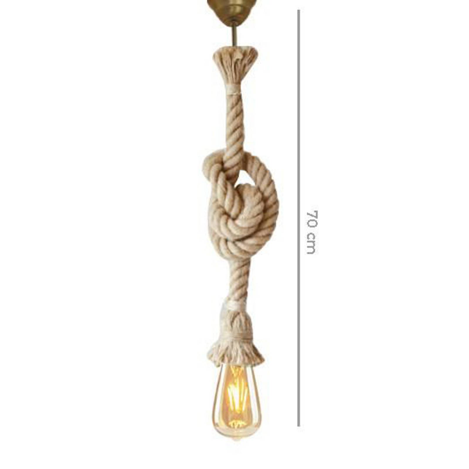 Hängelampe AYD, beige, Seil, Höhe 70 cm, E27, handgefertigt günstig online kaufen