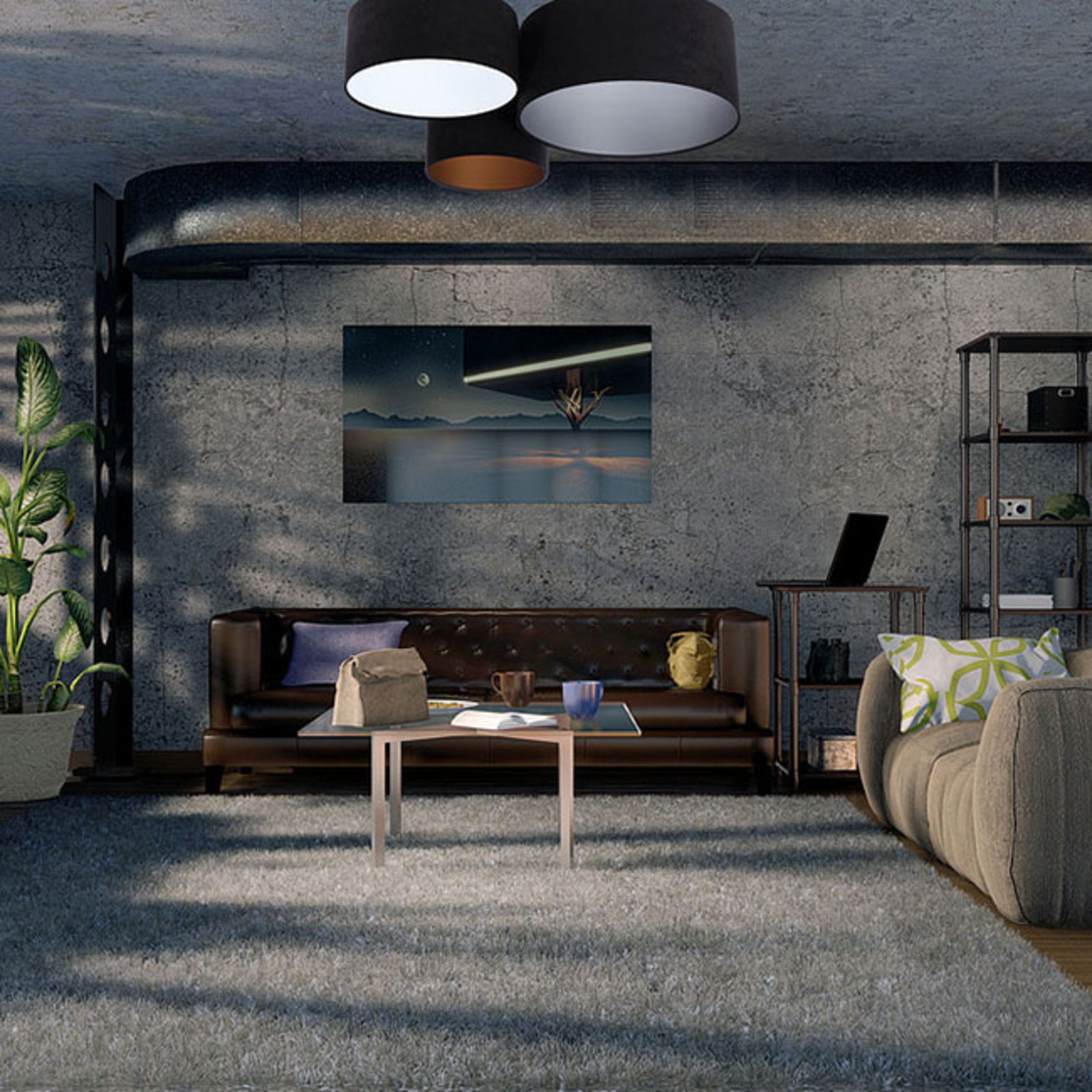 Deckenleuchte 080, schwarz+tricolor kaufen | Lampenwelt.de