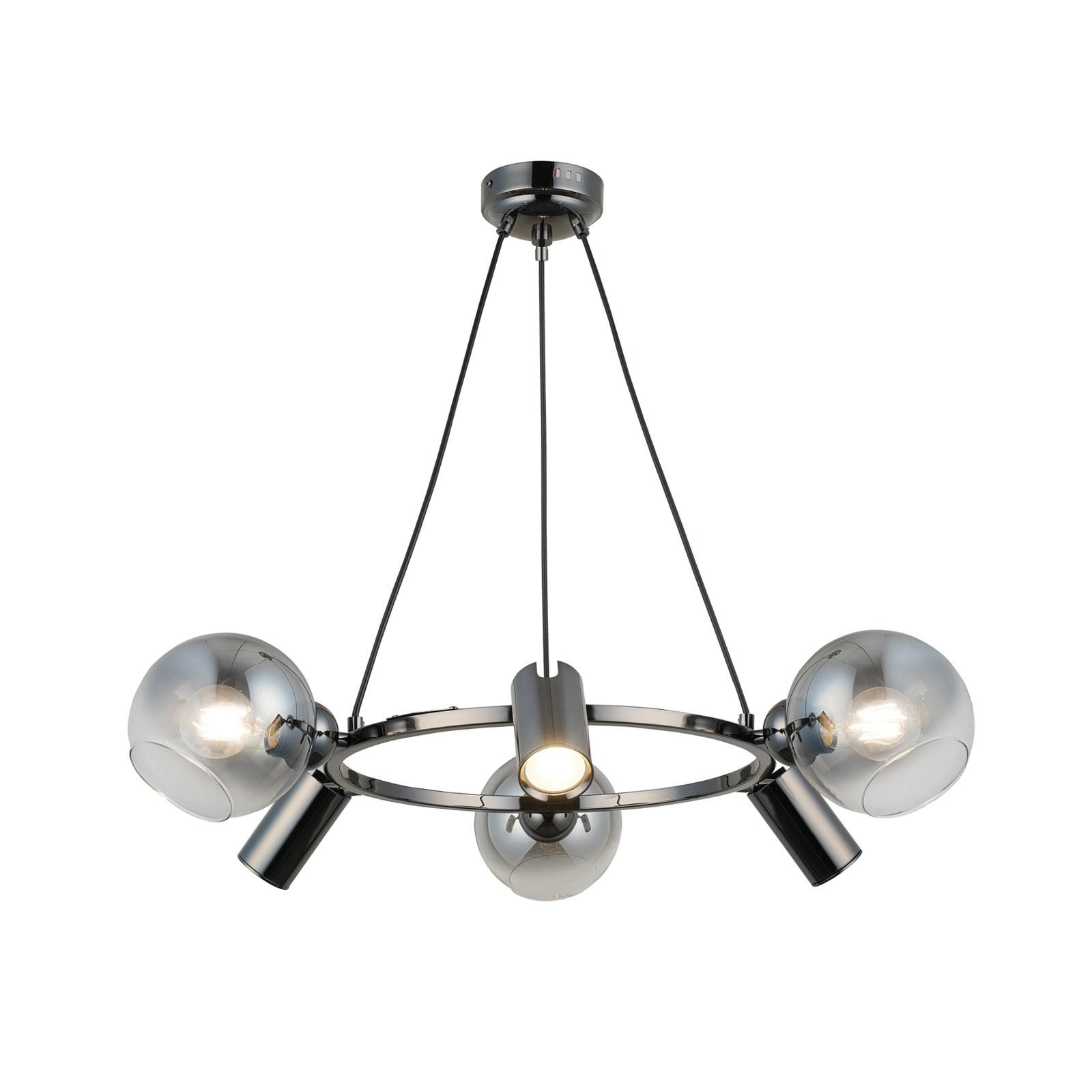 Hanglamp Zerde 3+3 Ø 67 cm zwart-chroom 6-lamps
