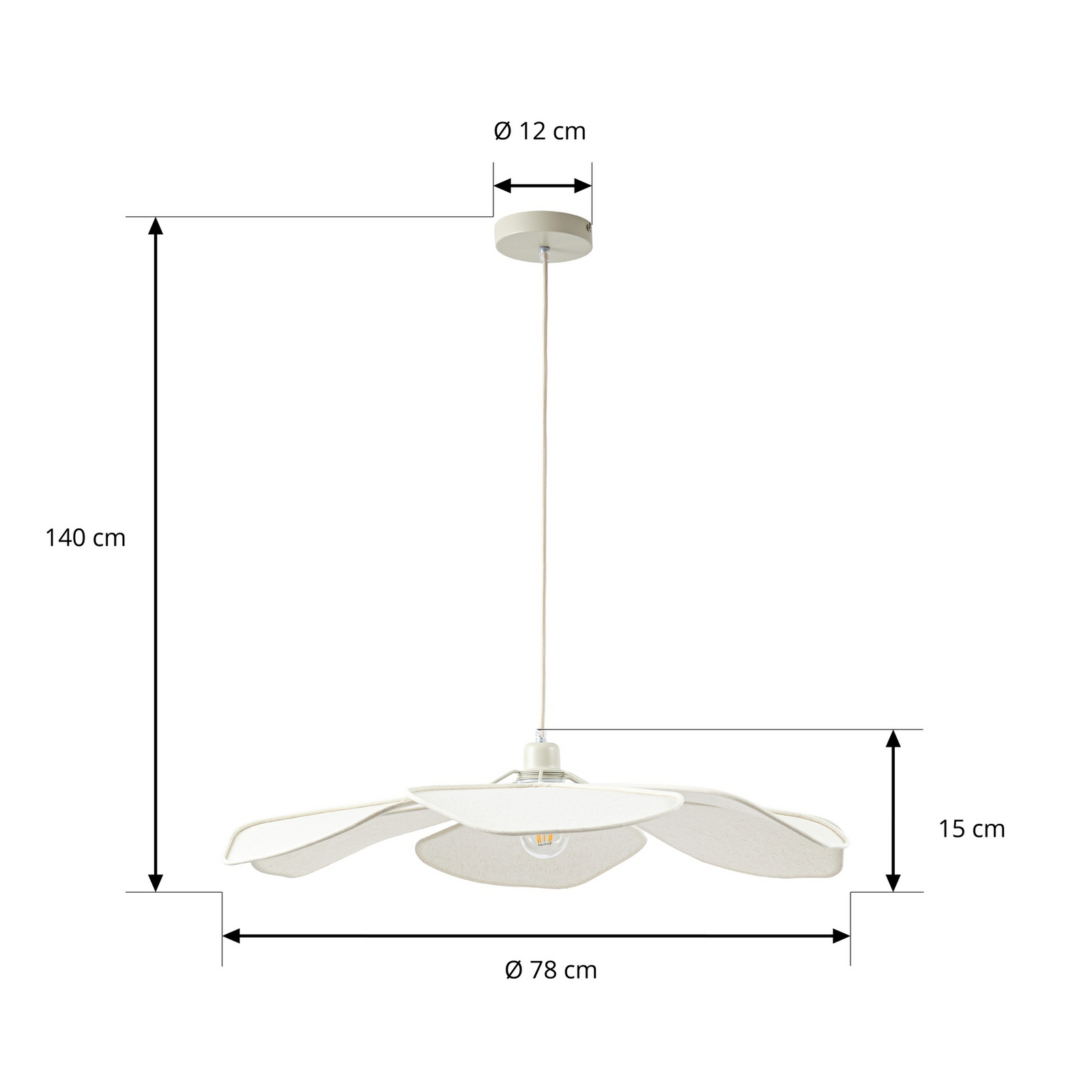 Żyrandol Lindby Marjorie, biały, motyw kwiatowy, len, Ø 78 cm Żyrandol Lindby Marjorie, biały, motyw kwiatowy, len, Ø 78 cm