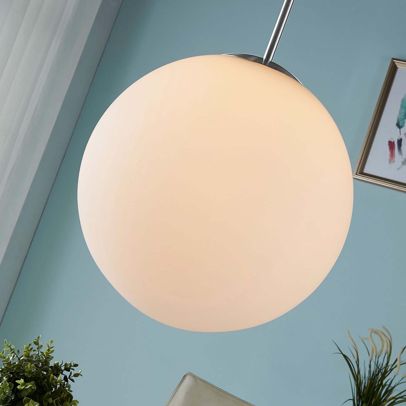 Marike Hanglamp Ø35 Opal/Nickel - Lindby