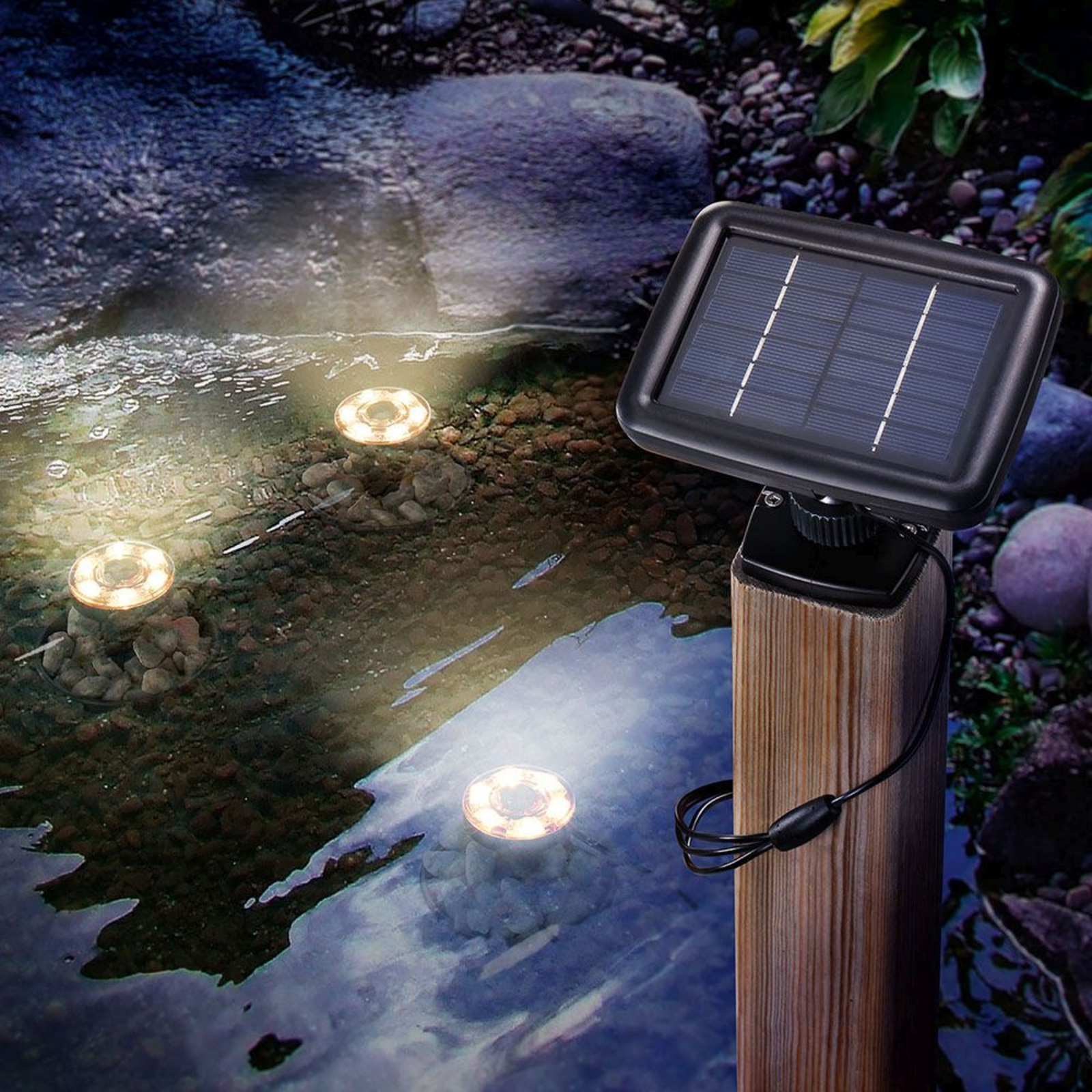 Soldreven LED-undervannsspot Splash 3-pkn.