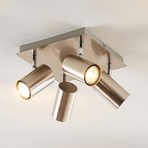 Lindby Joffrey plafondlamp, 4-lamps, nikkel