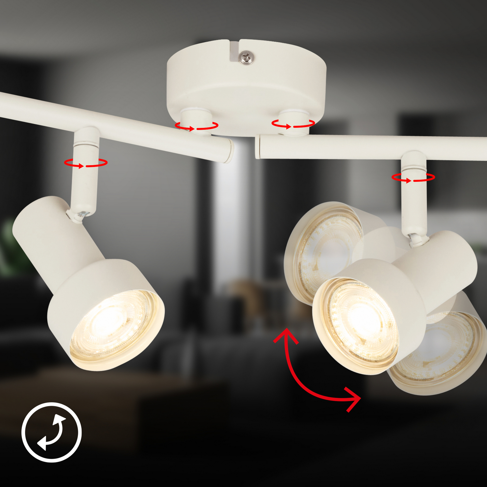 Downlight Tapp, blanco, longitud 61 cm, 4 luces, metal, GU10