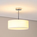 Ceiling light Oja, white/chrome, textile, Ø 40 cm