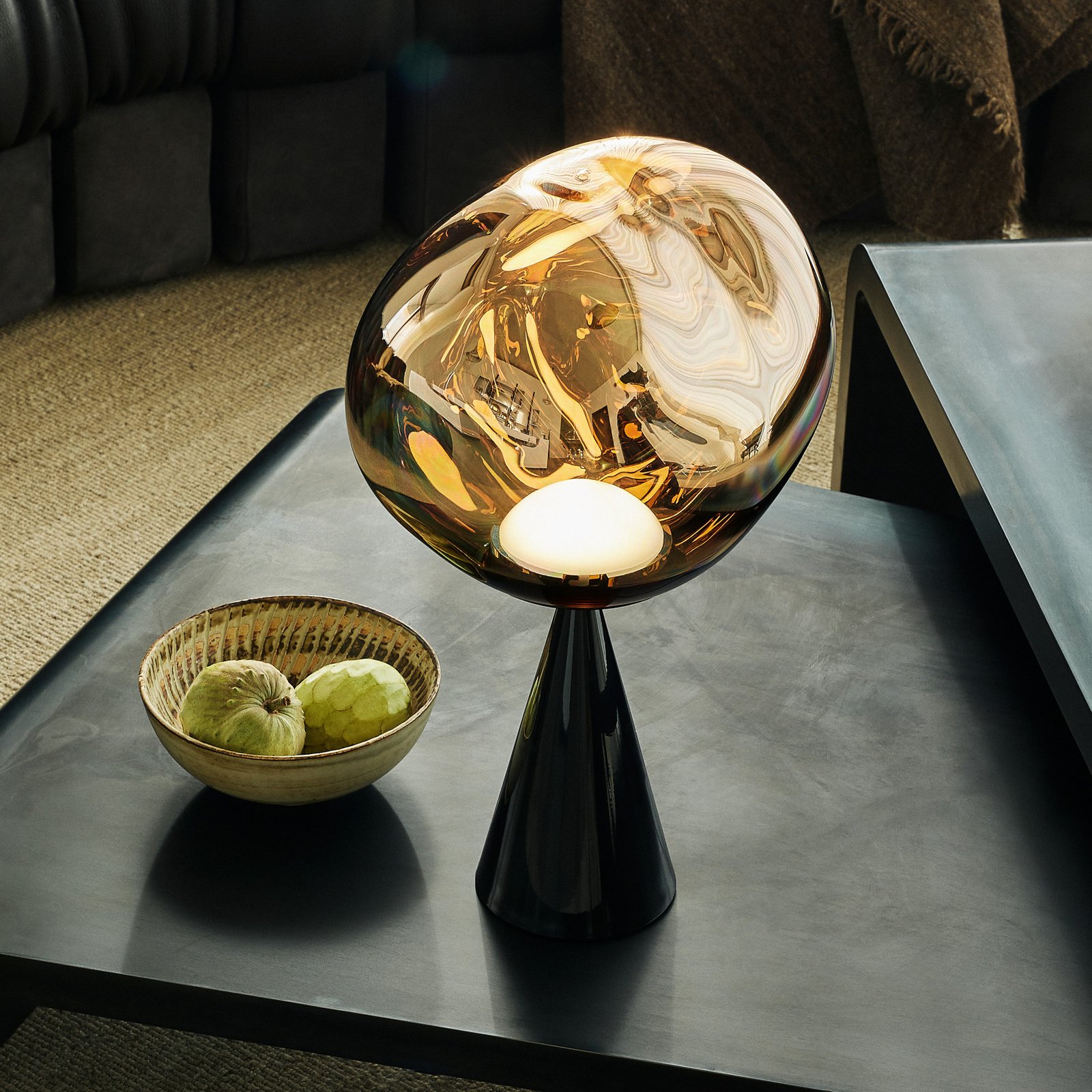 Tom Dixon LED table lamp Melt Cone Fat, gold-coloured, 47 cm