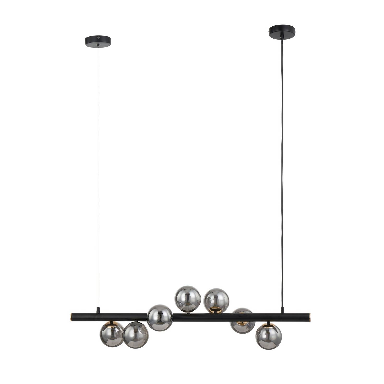 Lucande Hängeleuchte Diborah, rauchgrau, Glas, 90 cm, G9