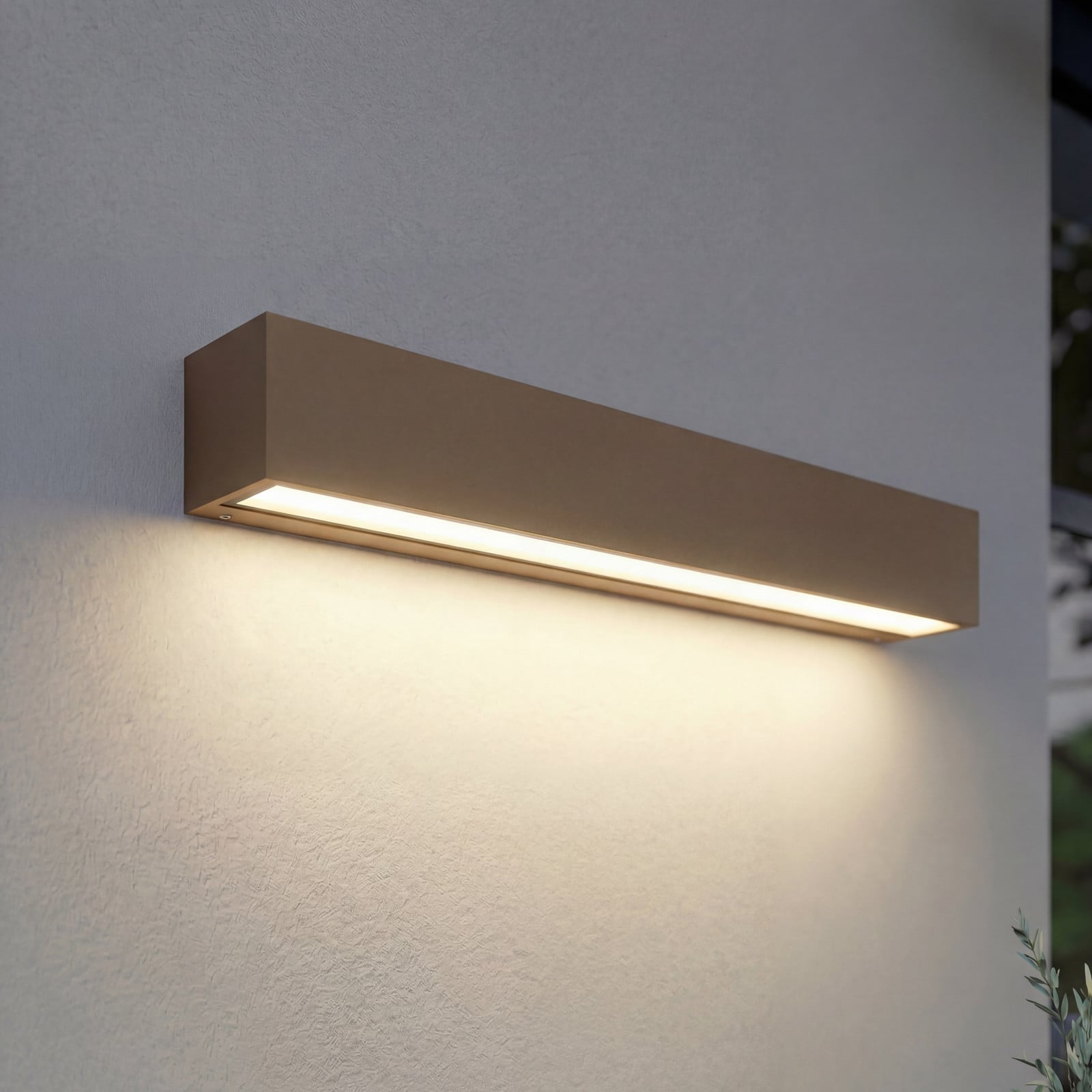 Lengo udendørs LED-væglampe, 50 cm, brun, nedadrettet lys, 3000 K – Lucande - Moderne - Aluminium - Kantet