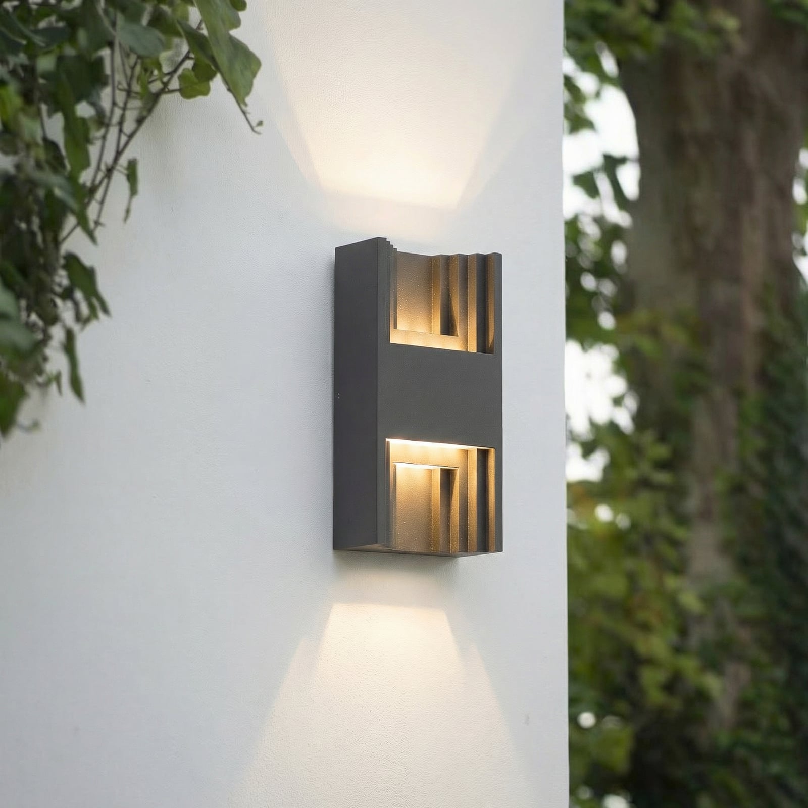 Lindby LED outdoor wall light Aurali, 2-bulb, black, IP65
