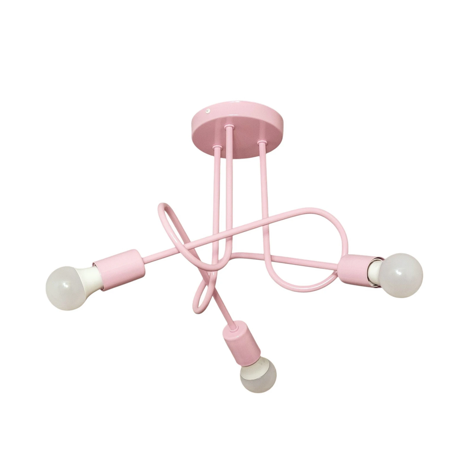 Plafonnier Oxford, rose clair, Ø 44 cm, métal, à 3 lampes