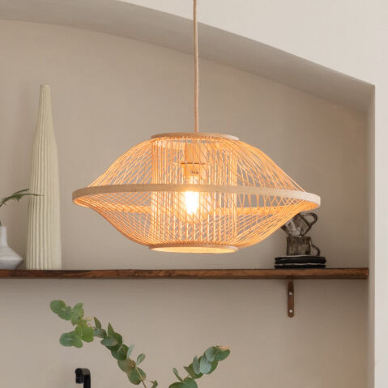 GOOD & MOJO Suspension Maui, naturel, Ø 50 cm, bambou, E27