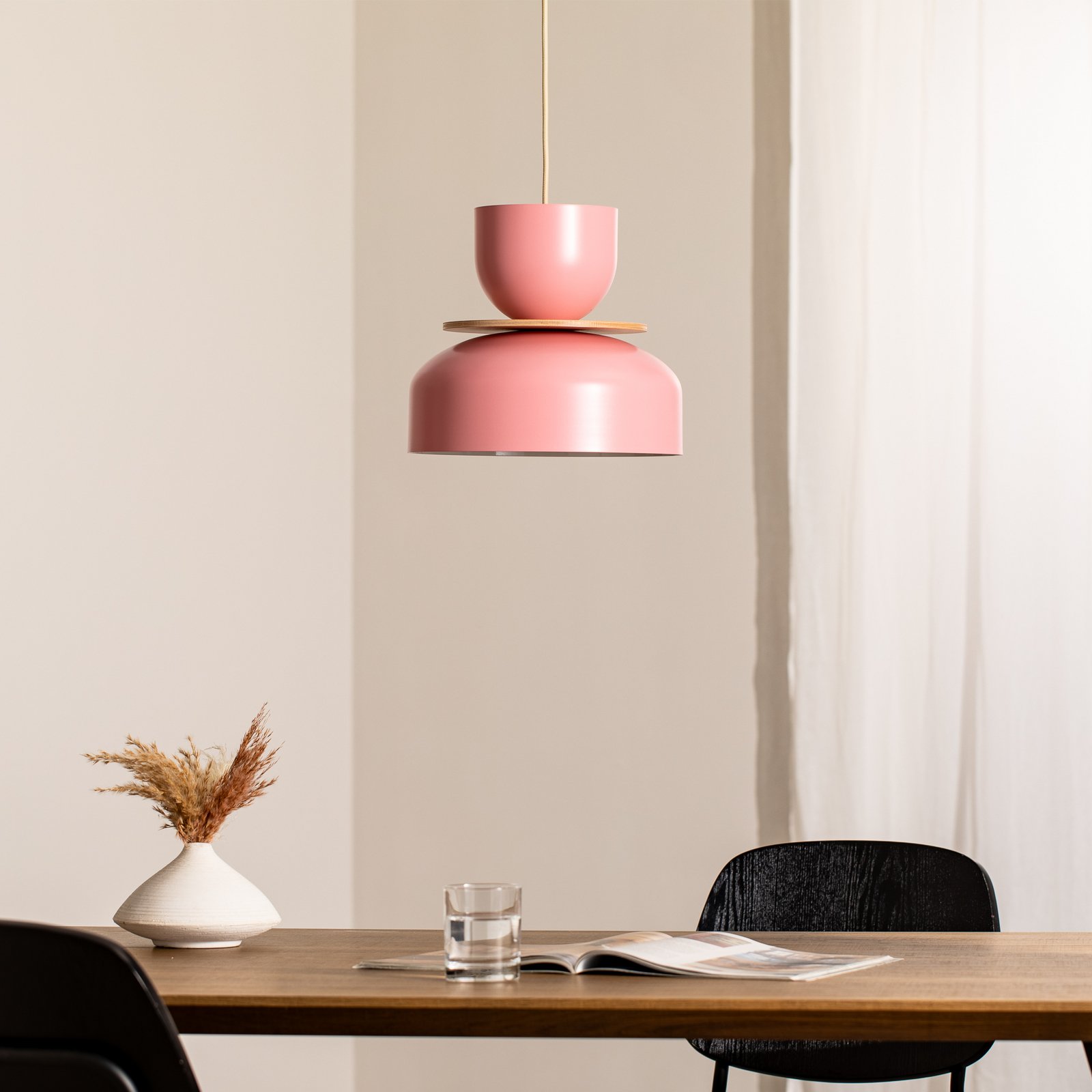 Uto viseća svjetiljka, roza, Ø 30 cm, metalna