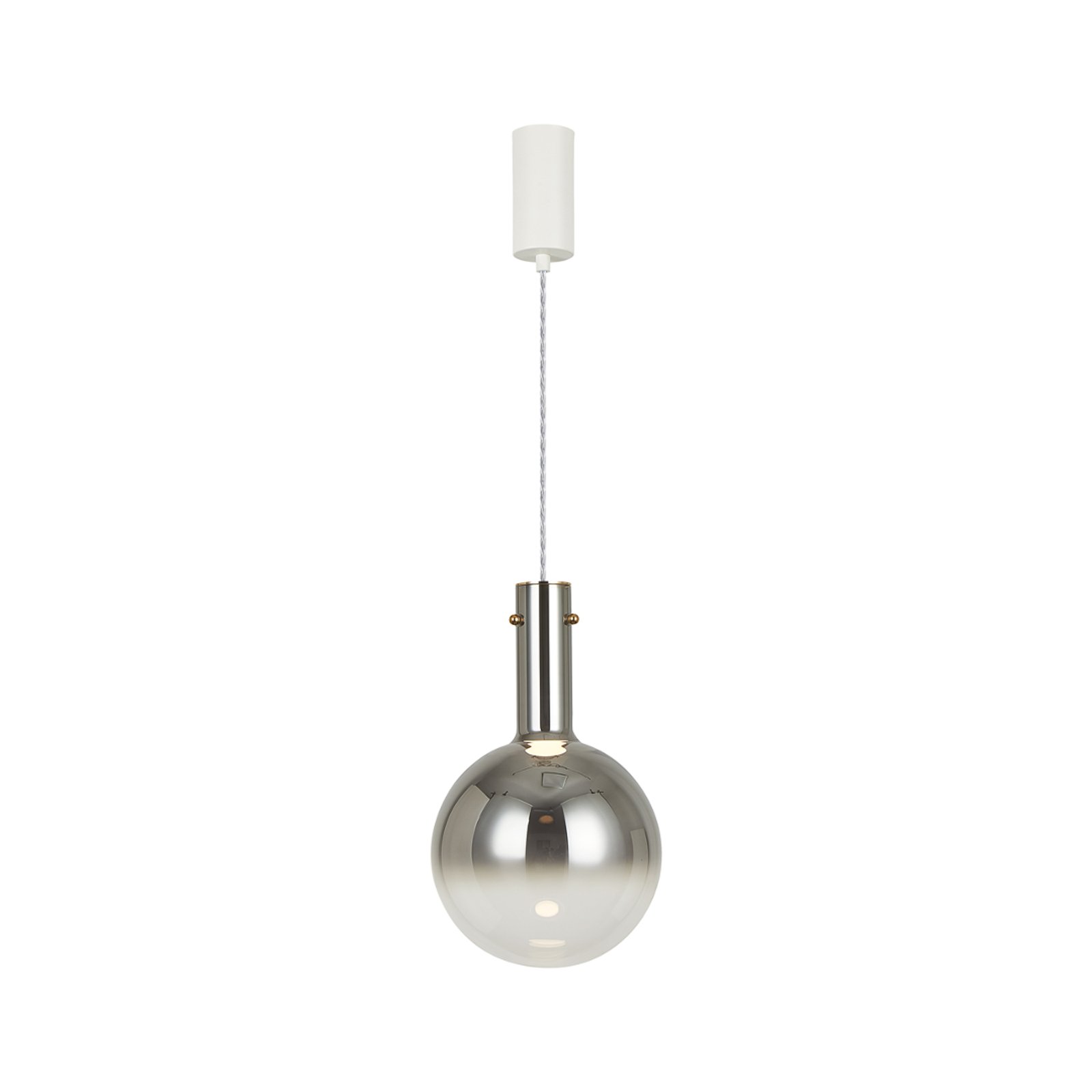 Toronto hanglamp, chroom-transparante glazen bol, Ø 25 cm