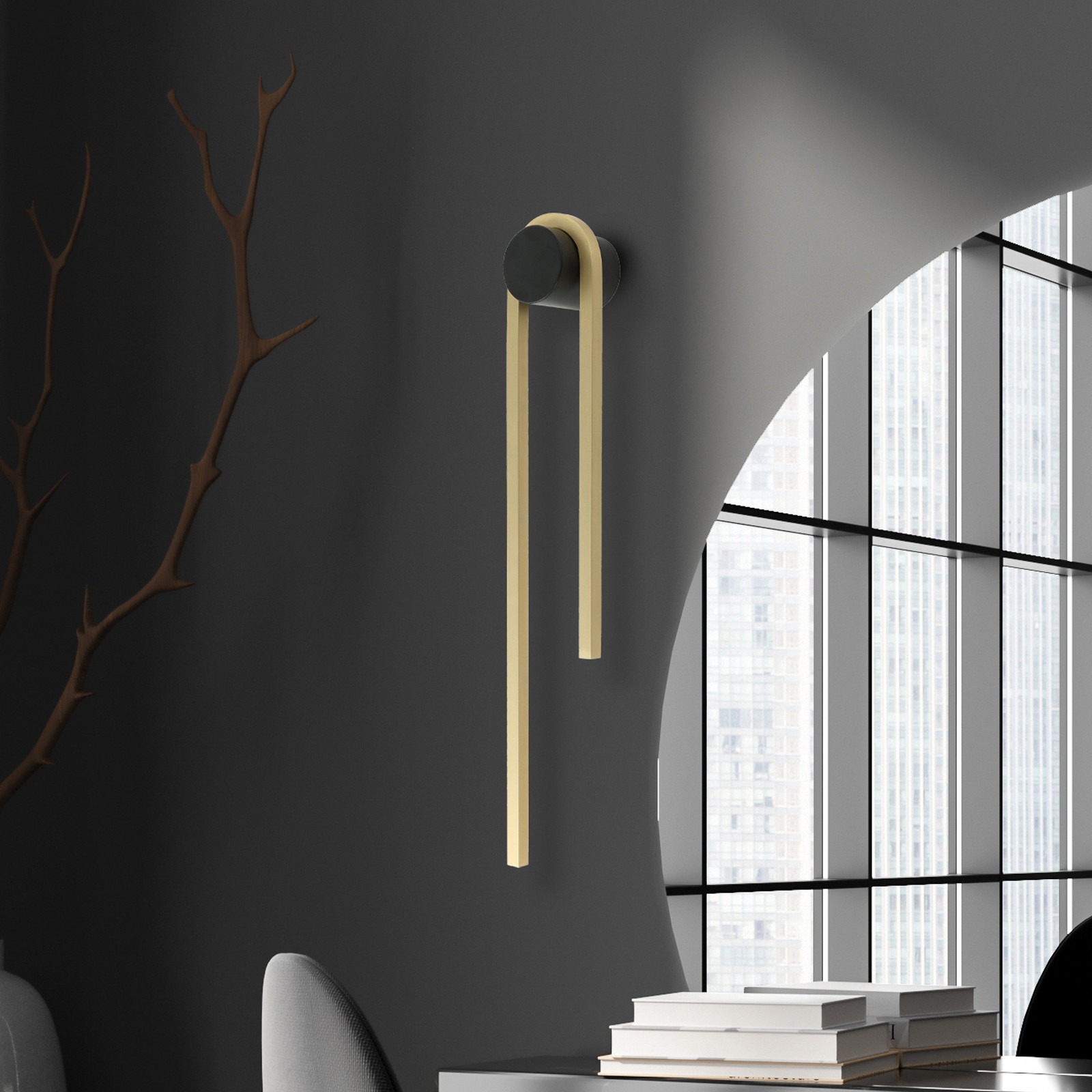 Zambelis Aplică de perete cu LED 23107 înălțime 60 cm negru/culoare aurie - Camera de zi / sufragerie - modern - auriu negru - Aluminiu