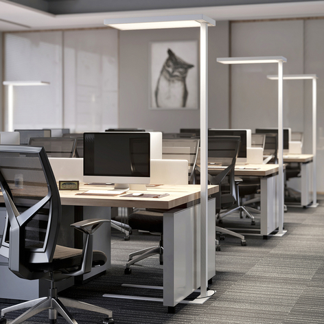 LED-Büro-Stehlampe Somidia mit Dimmer, weiß