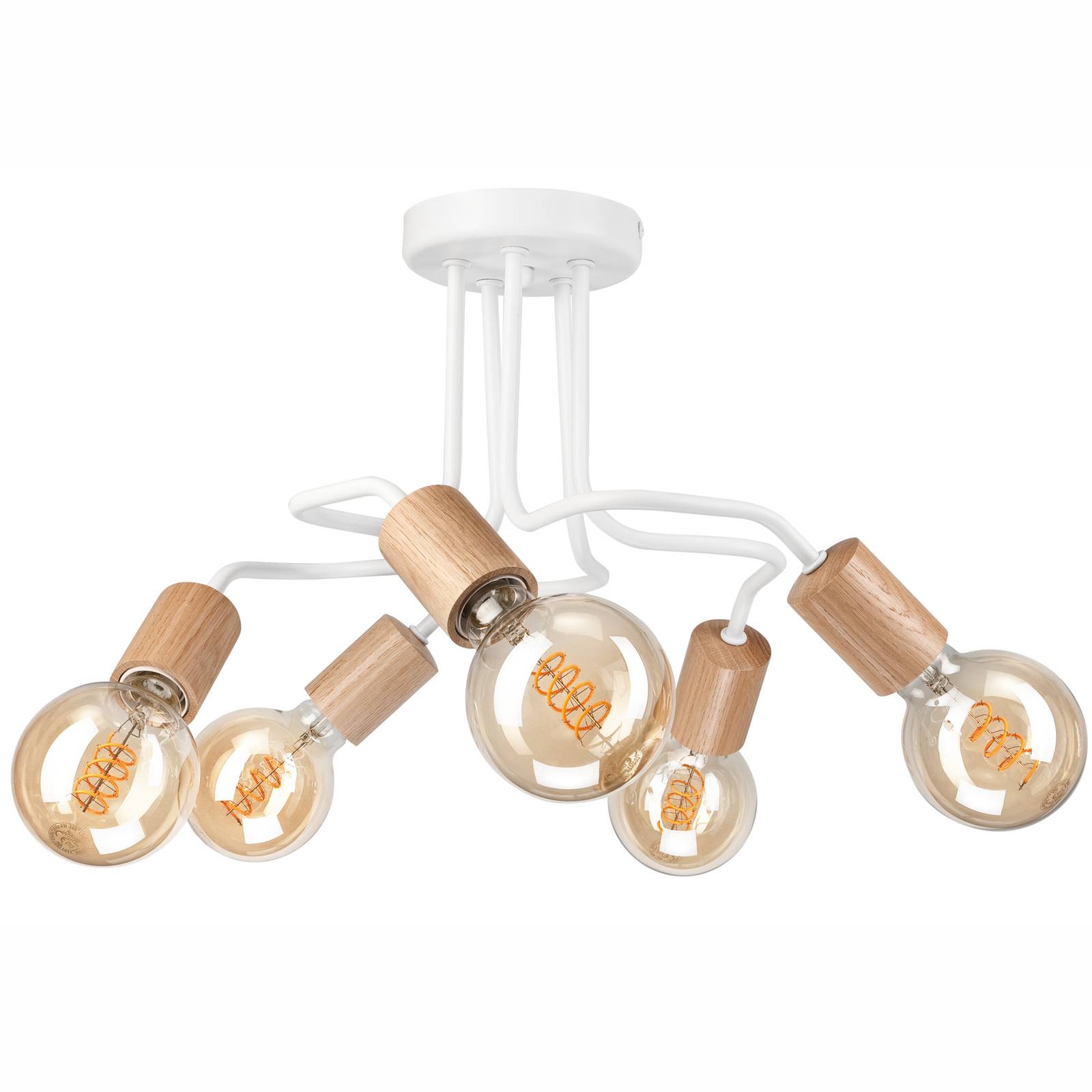 Envostar Joiy plafonnier 5 lampes étalé blanc/bois