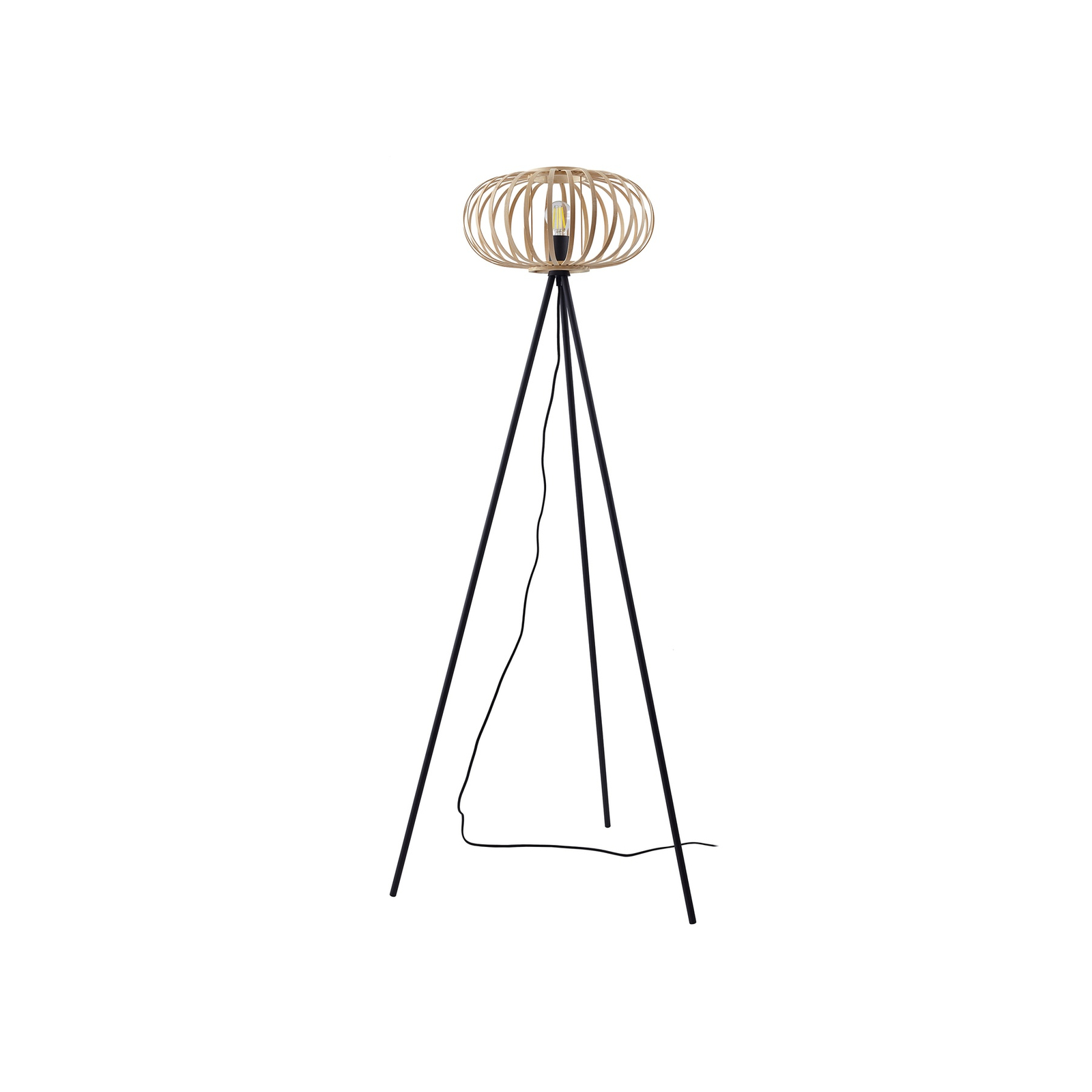 Lindby tripod floor lamp Lielle, natural bamboo, Ø 40 cm