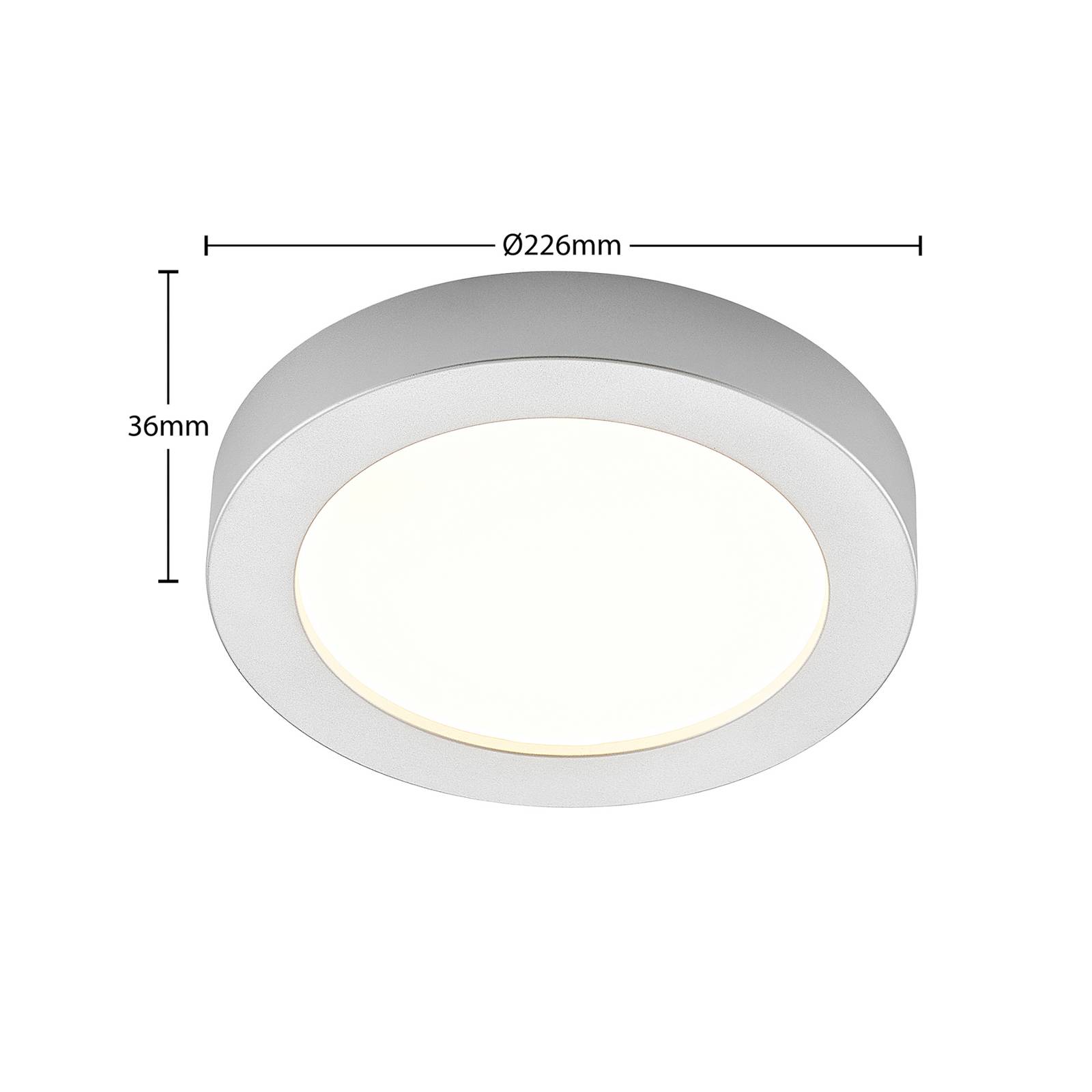 Prios lampa sufitowa LED Edwina, srebrna, 22,6cm, 10szt, ściemniana