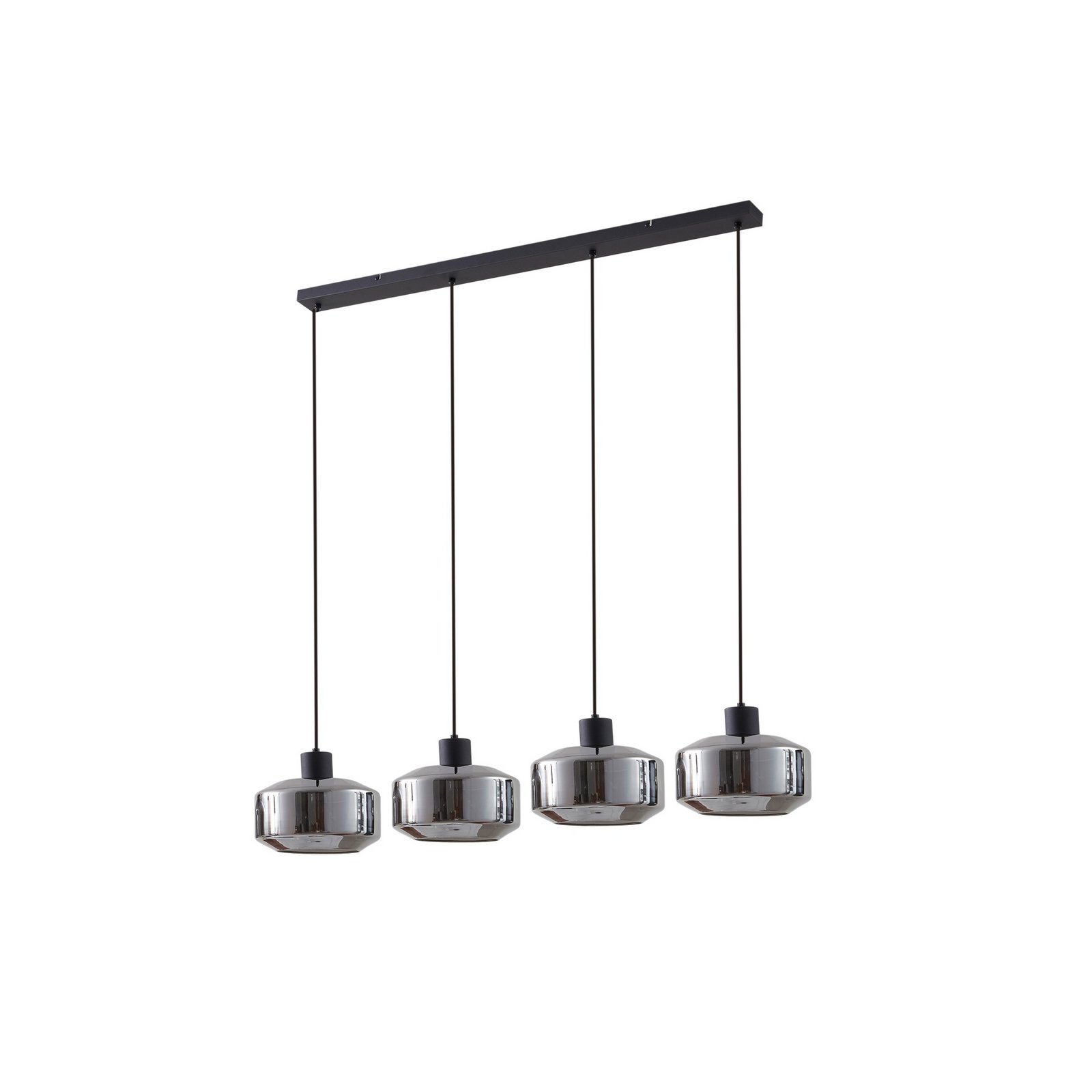 Lindby lampada a sospensione Hildur, a 4 luci, 115 cm, grigio fumo, vetro