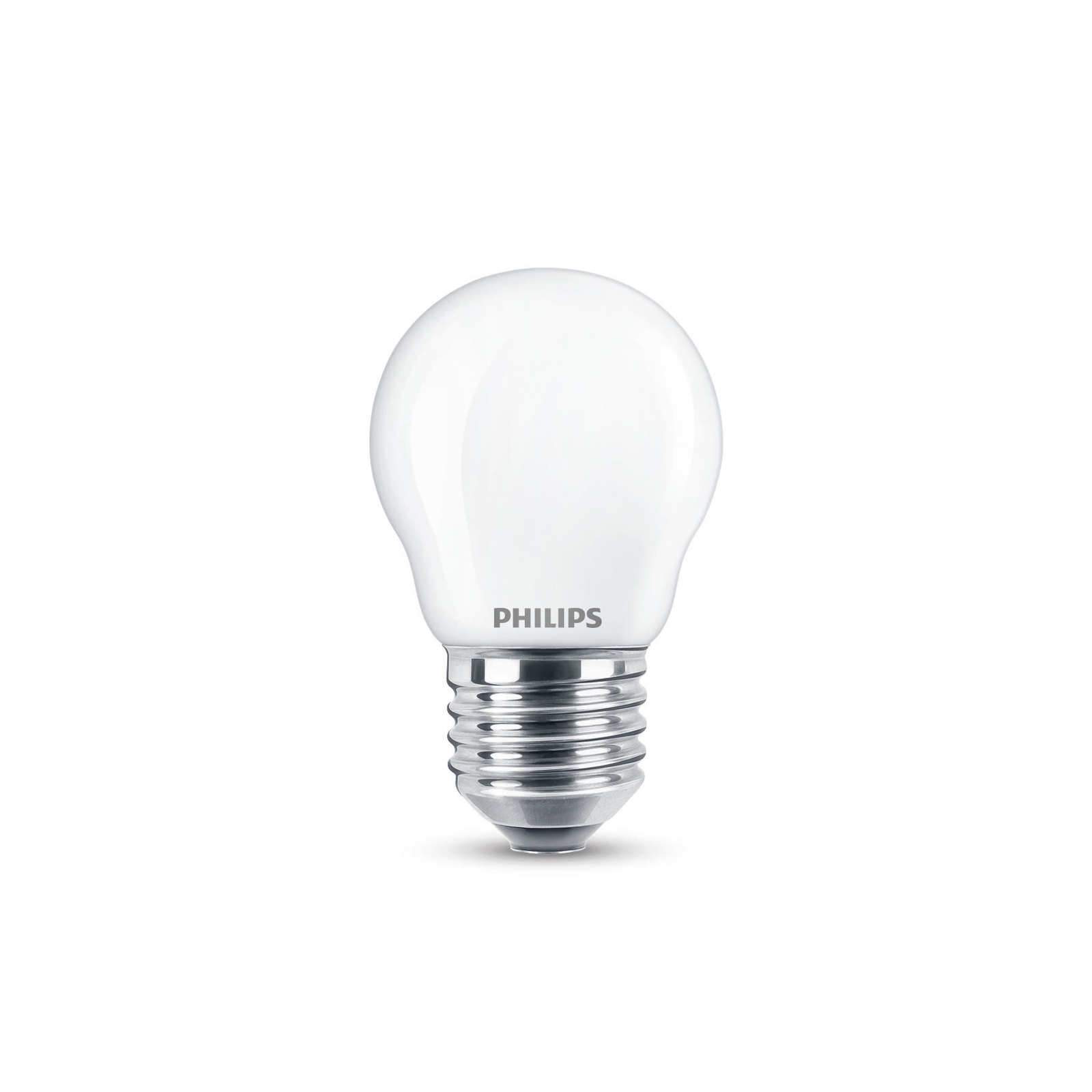 Philips LED-pære E27 P45 4,3 W 2.700K opal 2 stk