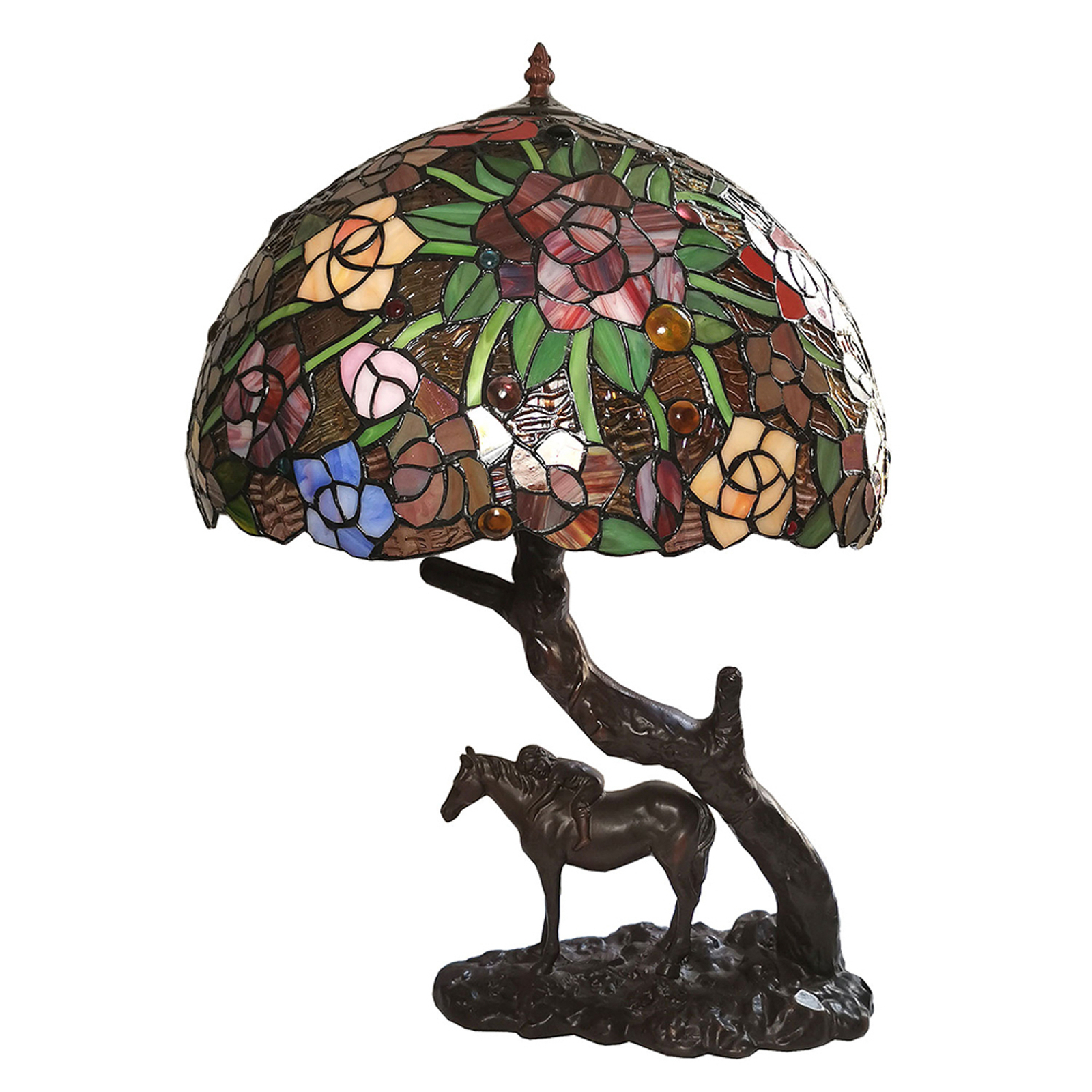 5LL-6061 Tiffany-style table lamp, red/green