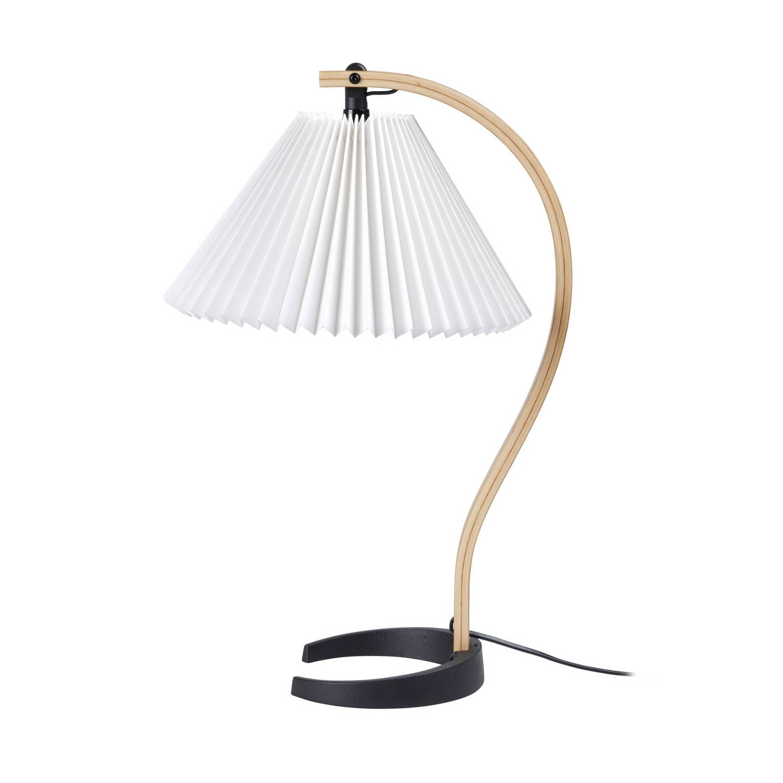 Gubi Tischleuchte Timberline, holz/weiß, Leinen, H 50 cm