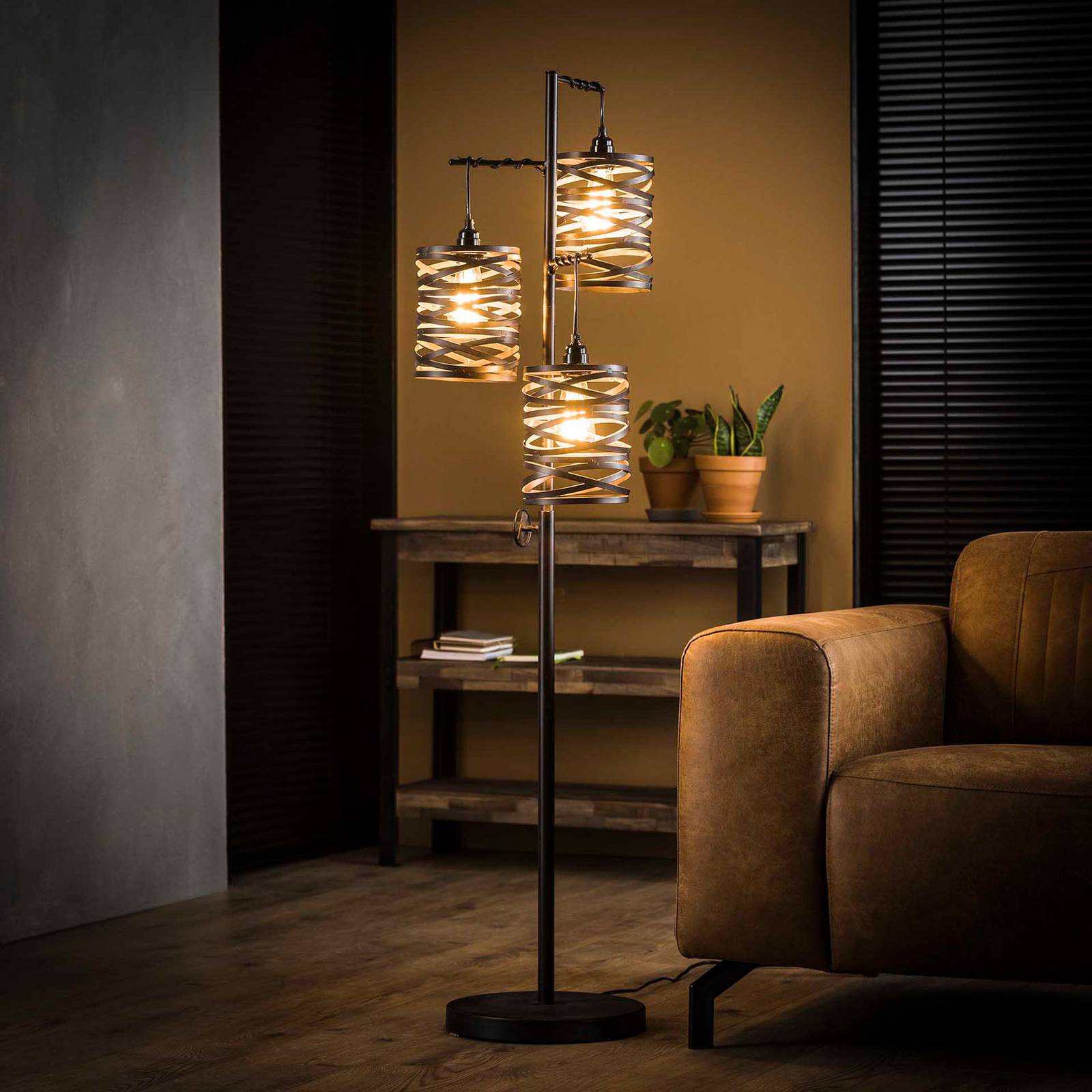 E-shop Stojacia lampa Spindlight, trojlampa, výška 150 cm
