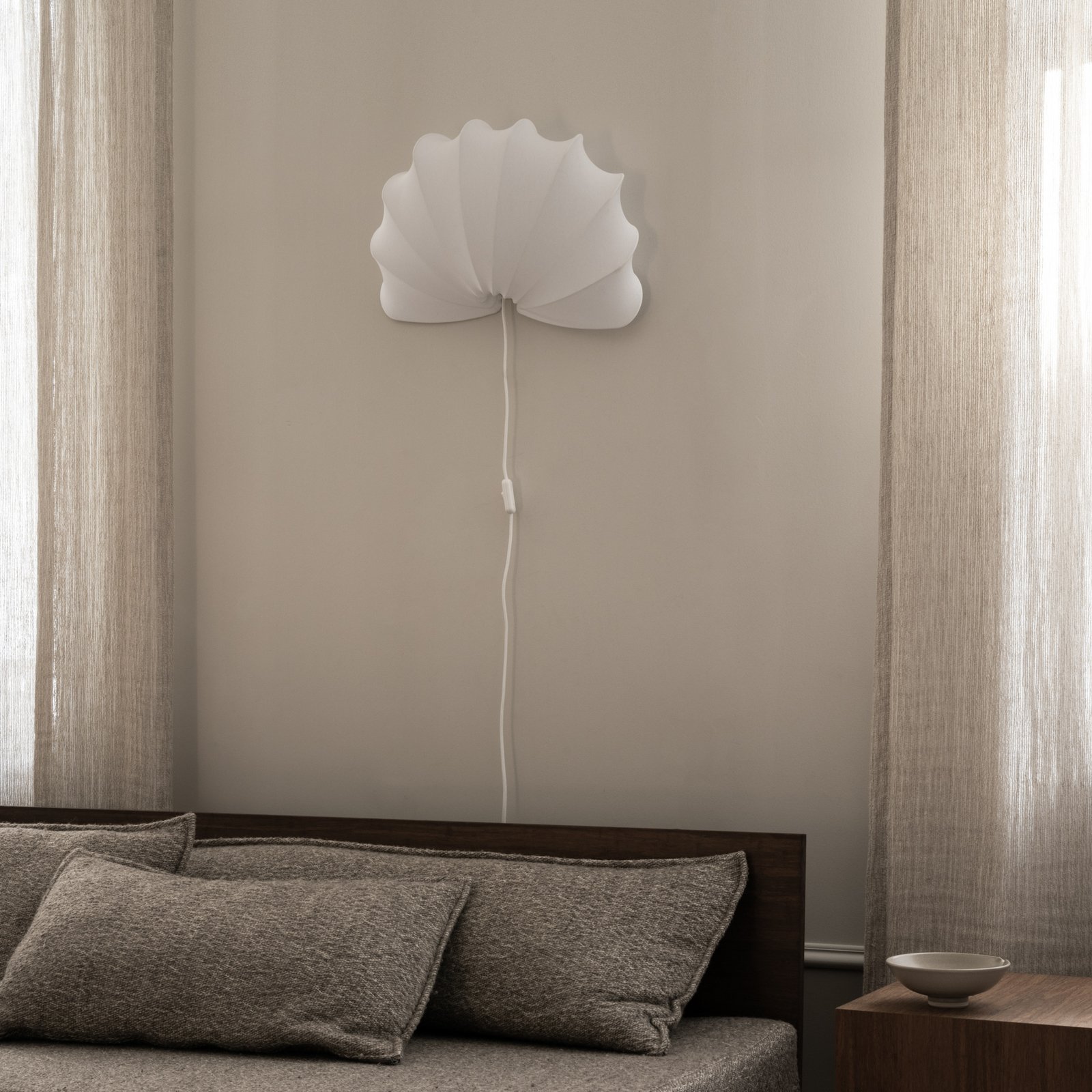 Anna wandlamp, katoen, wit, Ø 53,5 cm - Watt & Veke