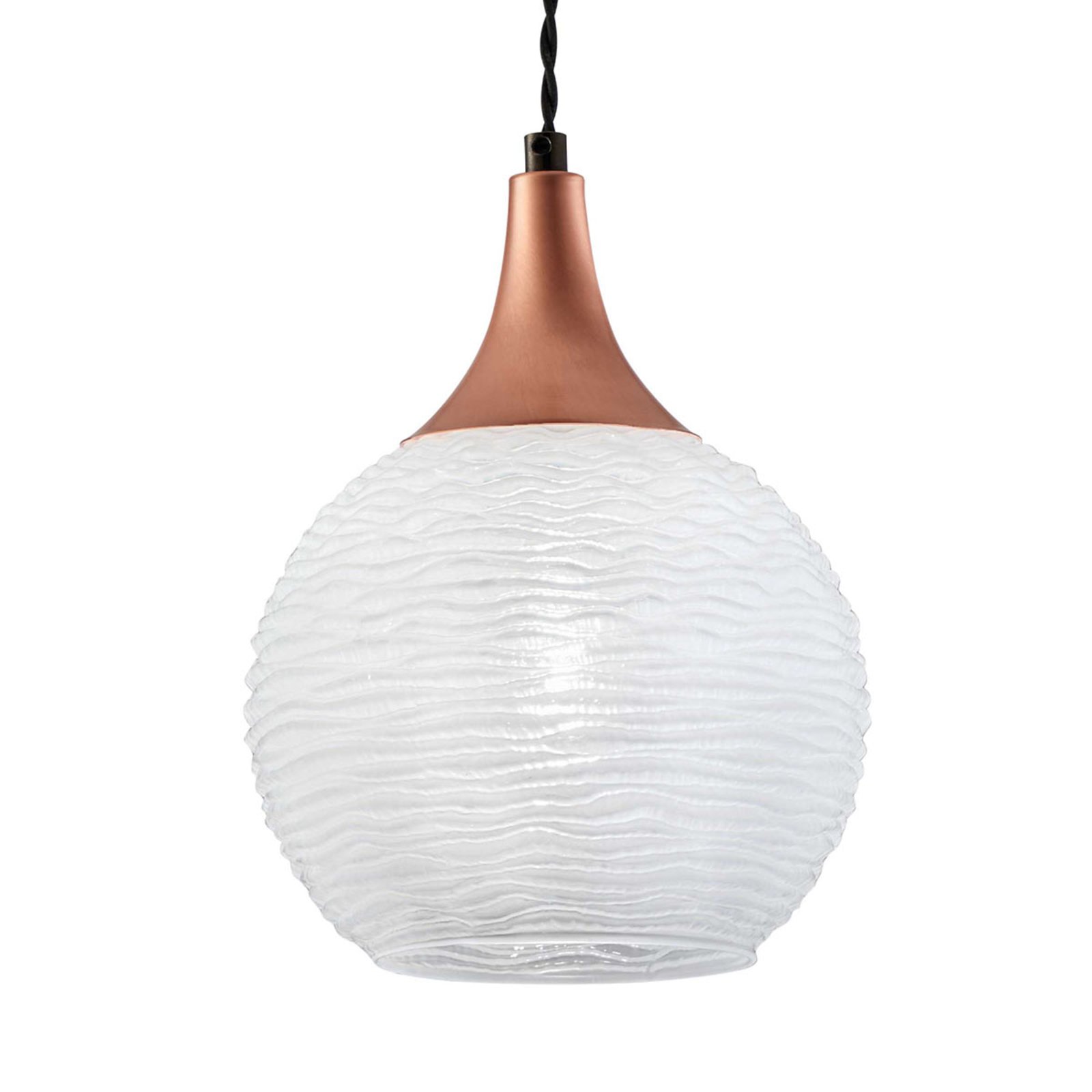 Viokef White Fiona glass hanging light, 1-bulb, for Living / Dining Room, metal, glass, E27, 42 W, energy efficiency: A++, H: 26.5 cm