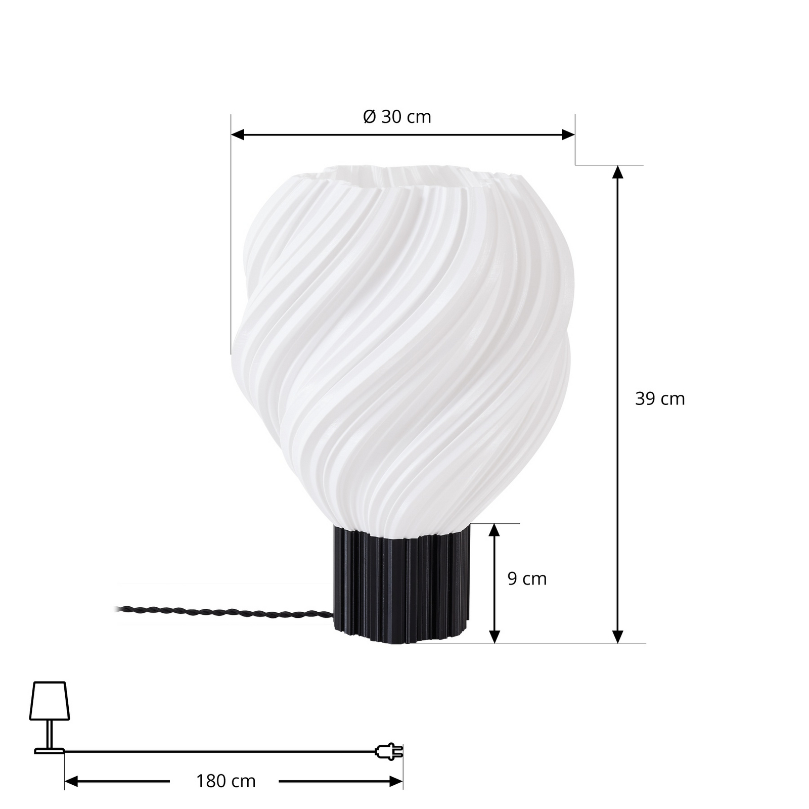 Lindby tafellamp Nuvia, hoogte 39,1 cm, wit, gedraaid