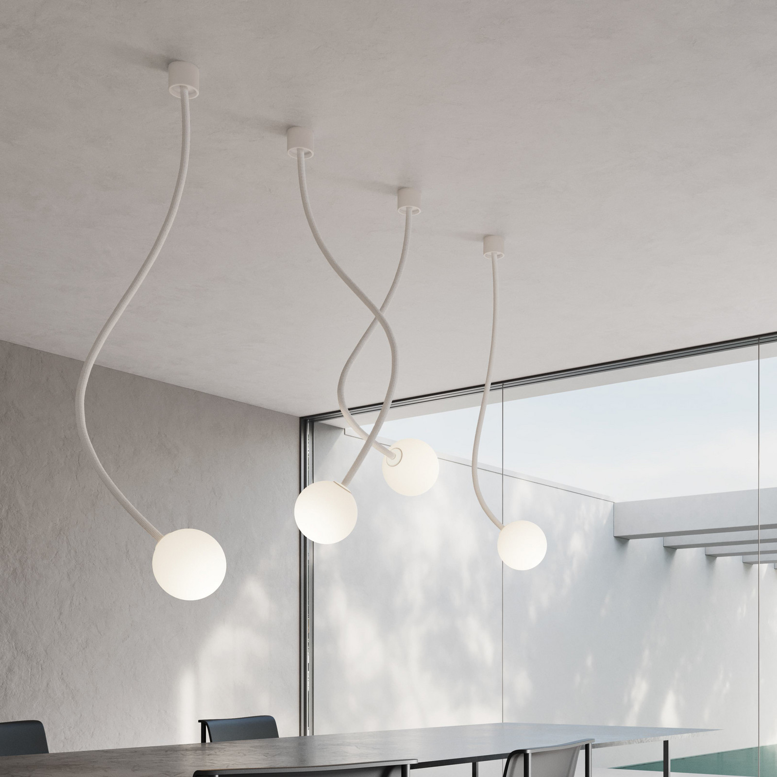 Plafonieră Karman Moony alb Ø 15 cm înălțime 140 cm sticlă - Camera de zi / sufragerie - design