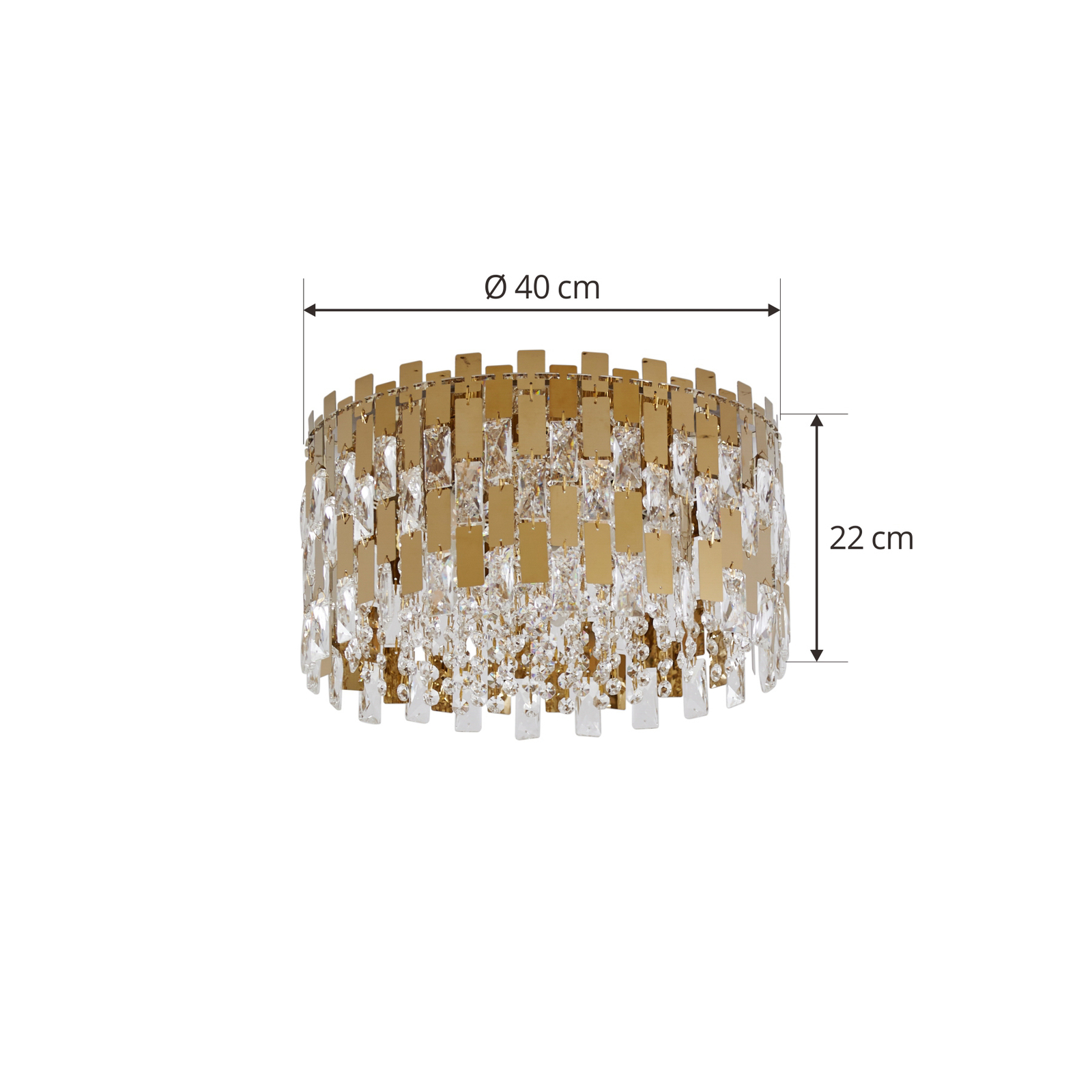 Lucande Arcan ceiling light, gold, crystal glass, Ø 40 cm