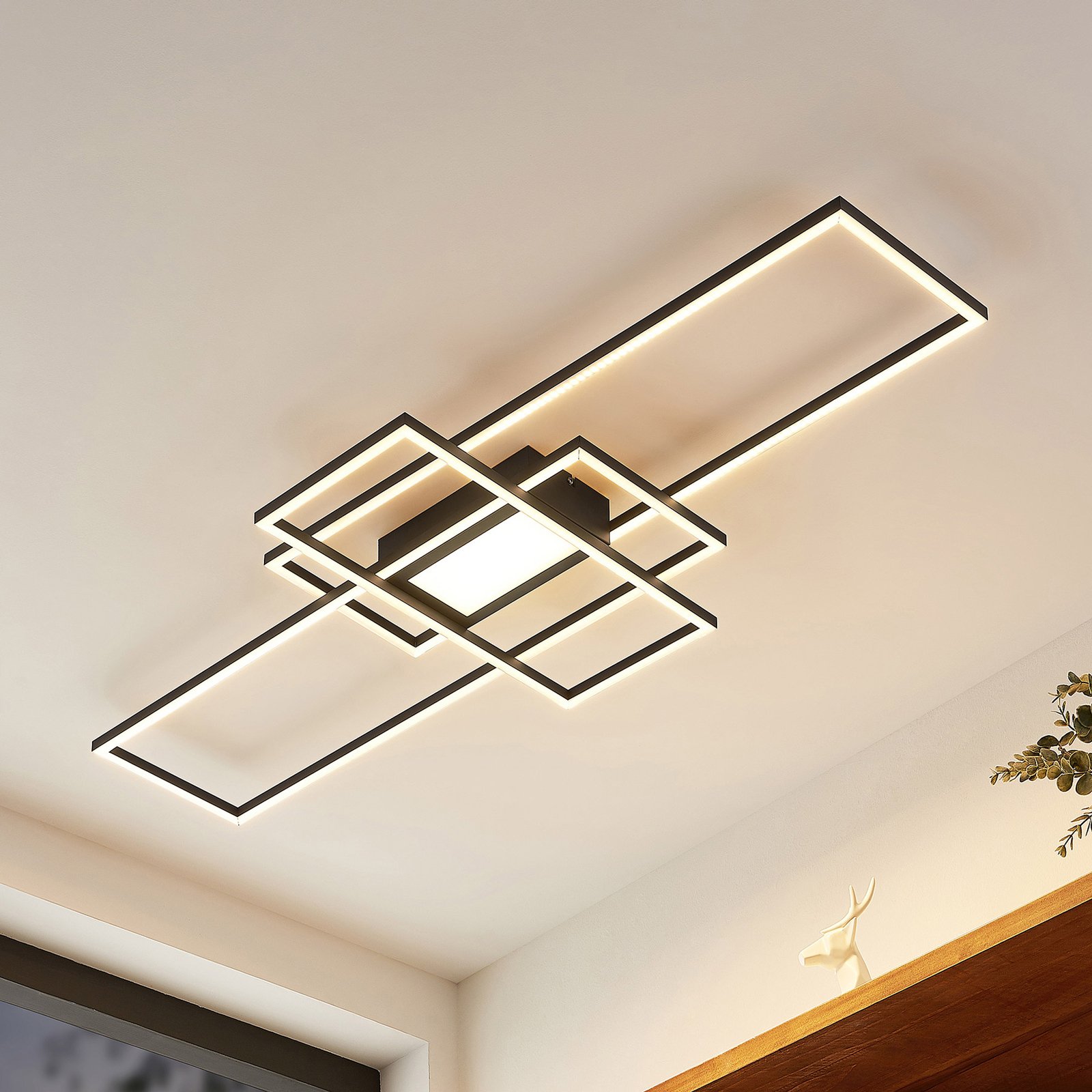 Lindby Caitlin LED plafondlamp, antraciet