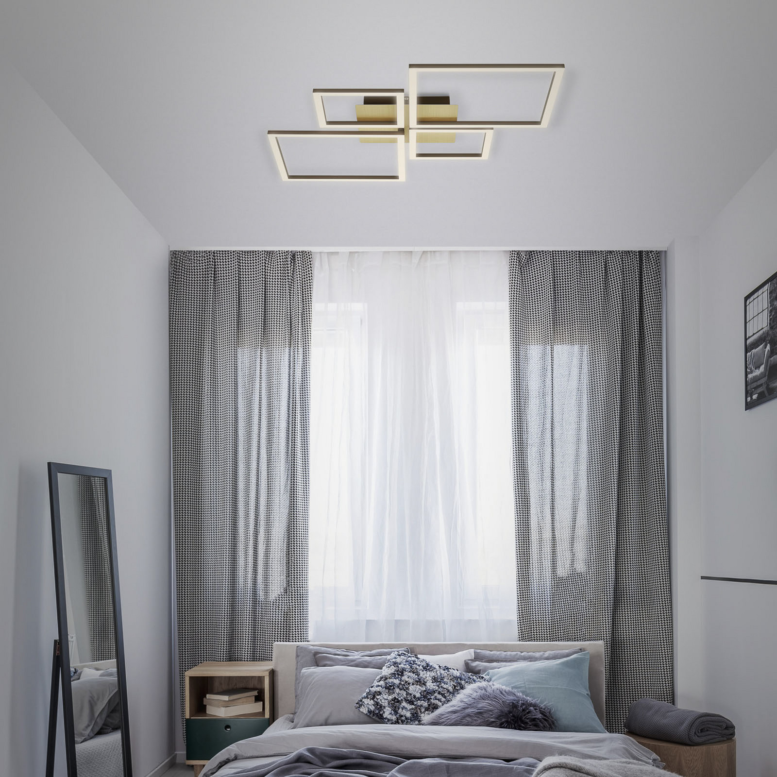 Briloner Plafonieră LED Frame aurie dimabila 4 becuri - Camera de zi / sufragerie - modern - auriu maro - Metal