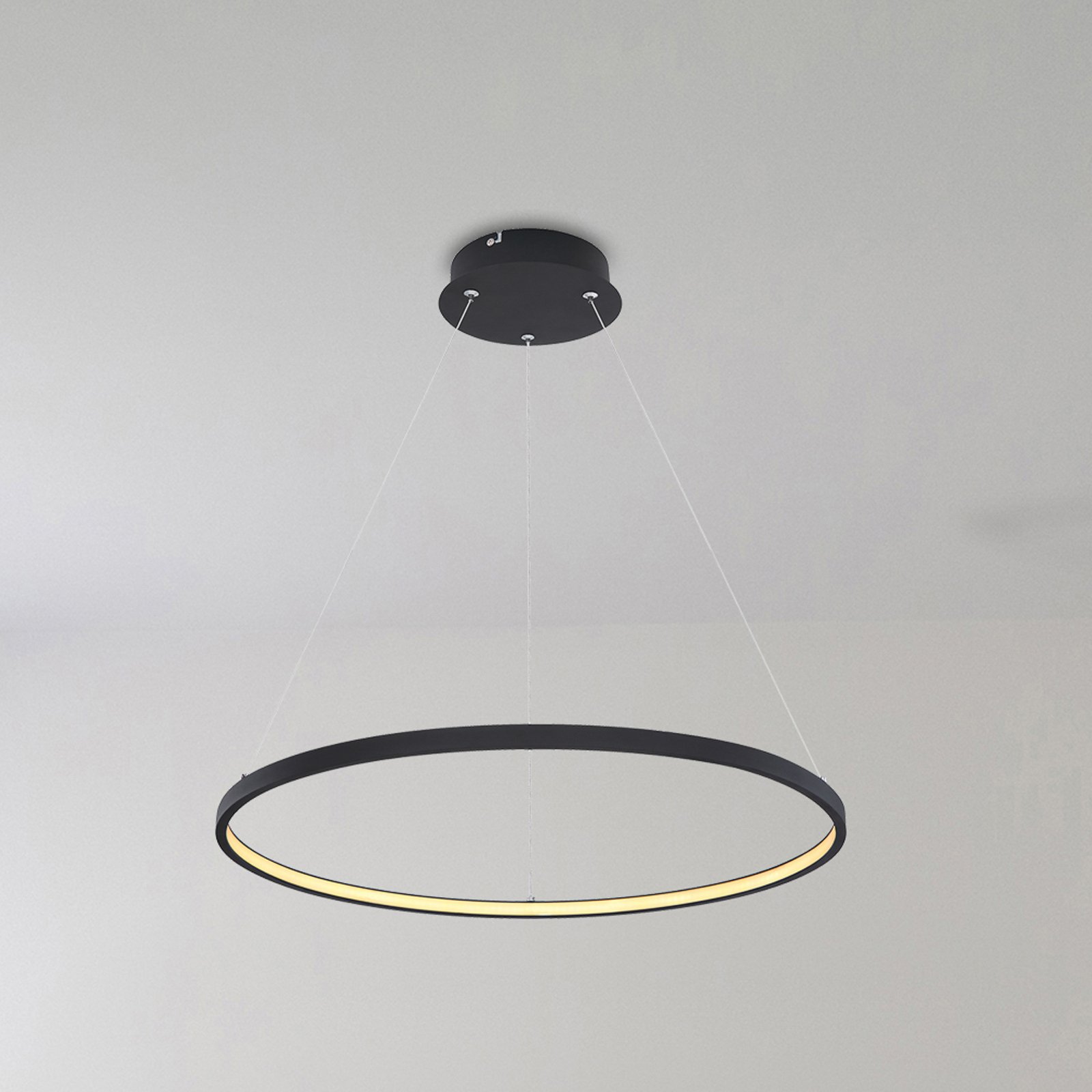 Závesné LED svietidlo Ralph, 1-pl, čierna, Ø 60 cm