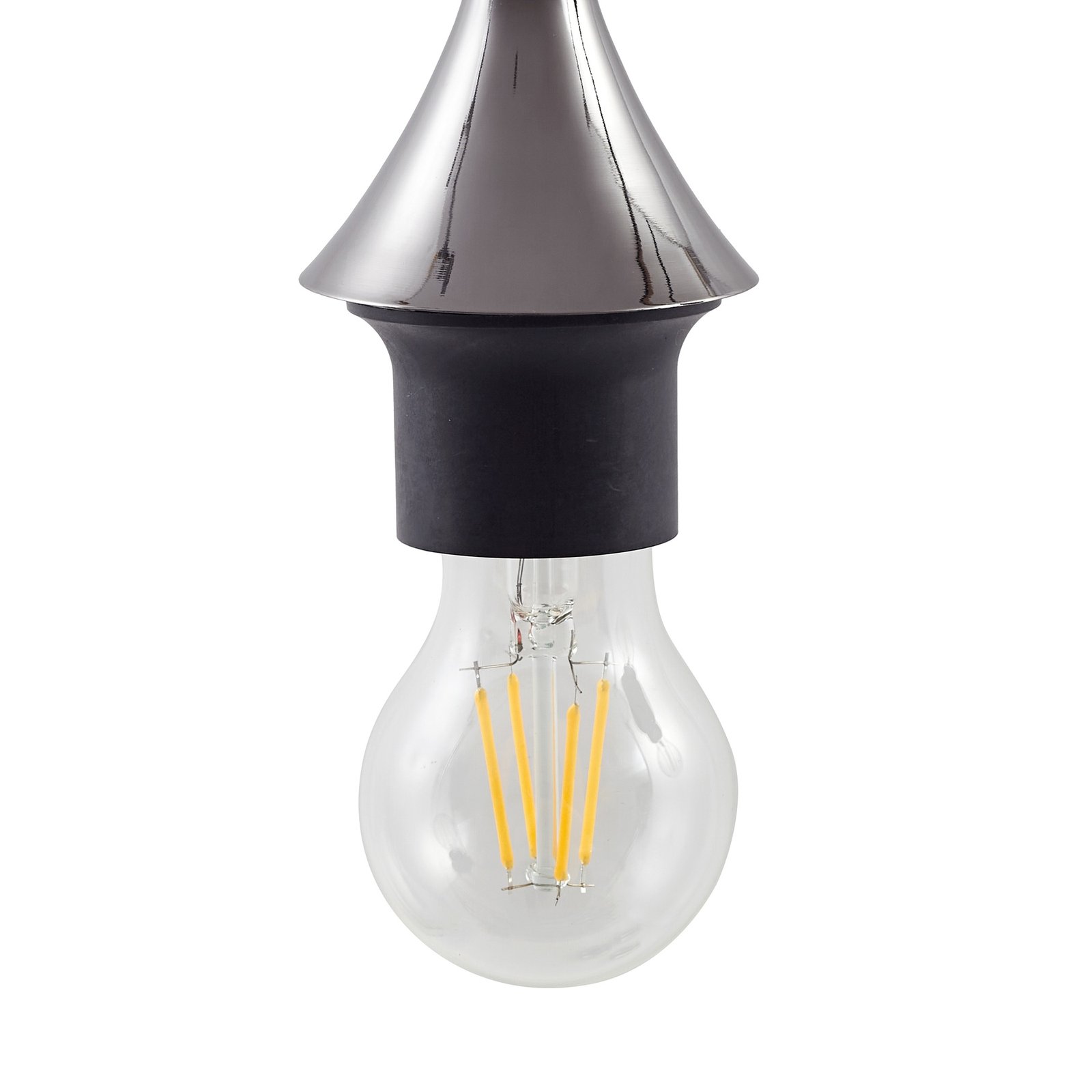 Lucande Suspension Jarven, à 5 lampes, noir, verre