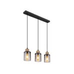 Reid pendant light, 3-bulb, black/smoke