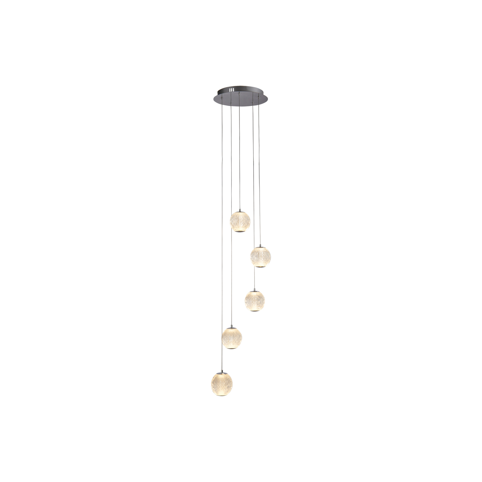 LED pendant light Allure, round, 5-bulb