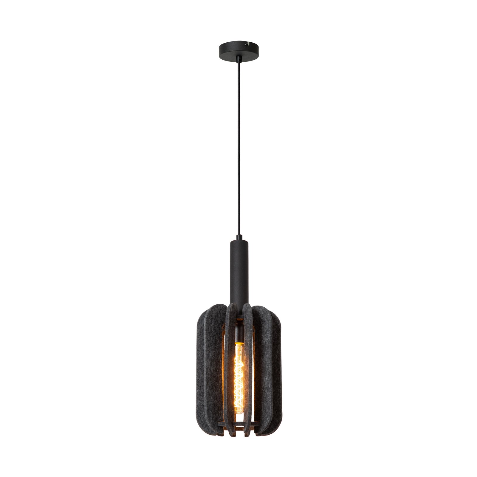 Rafal pendant light, Ø 20 cm, felt, grey, 1-bulb