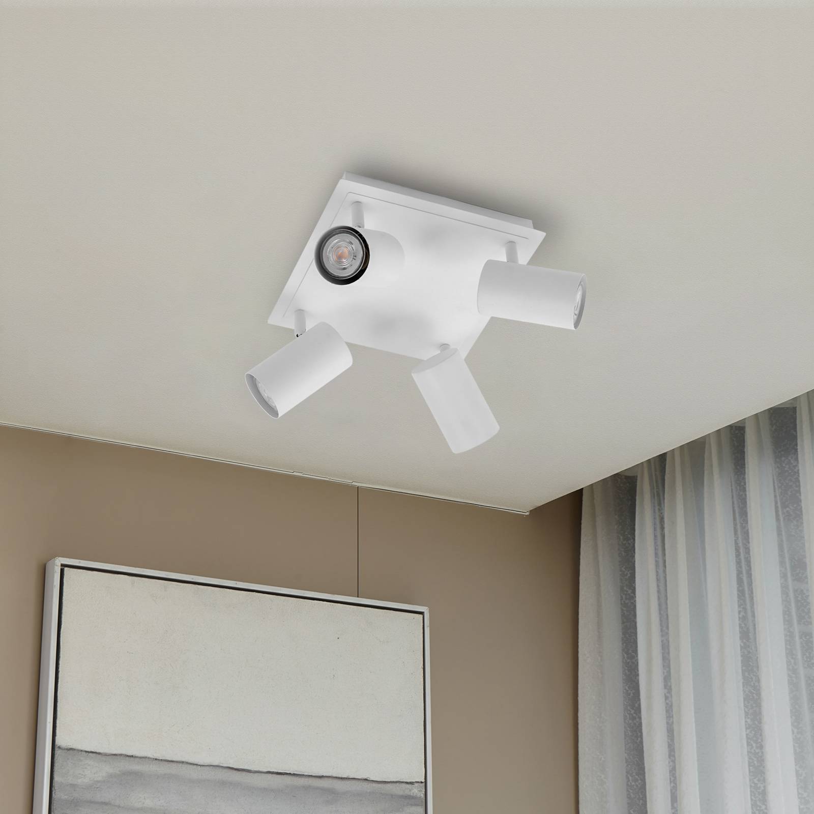 Lampa sufitowa Lindby Joffrey, 25 cm, biały, 4-punktowa, GU10
