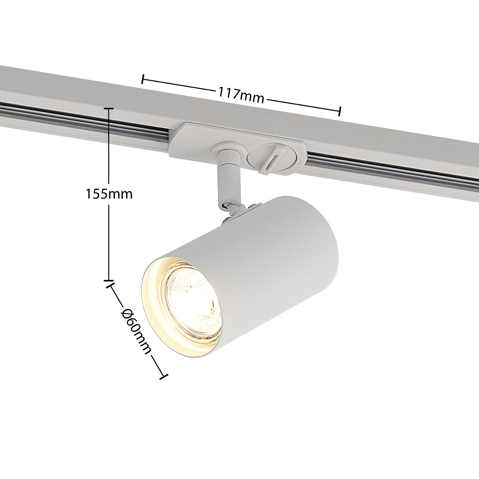 Sistema de calhas Lindby Linaro, GU10, 4 lâmpadas, branco, Ø 6 cm