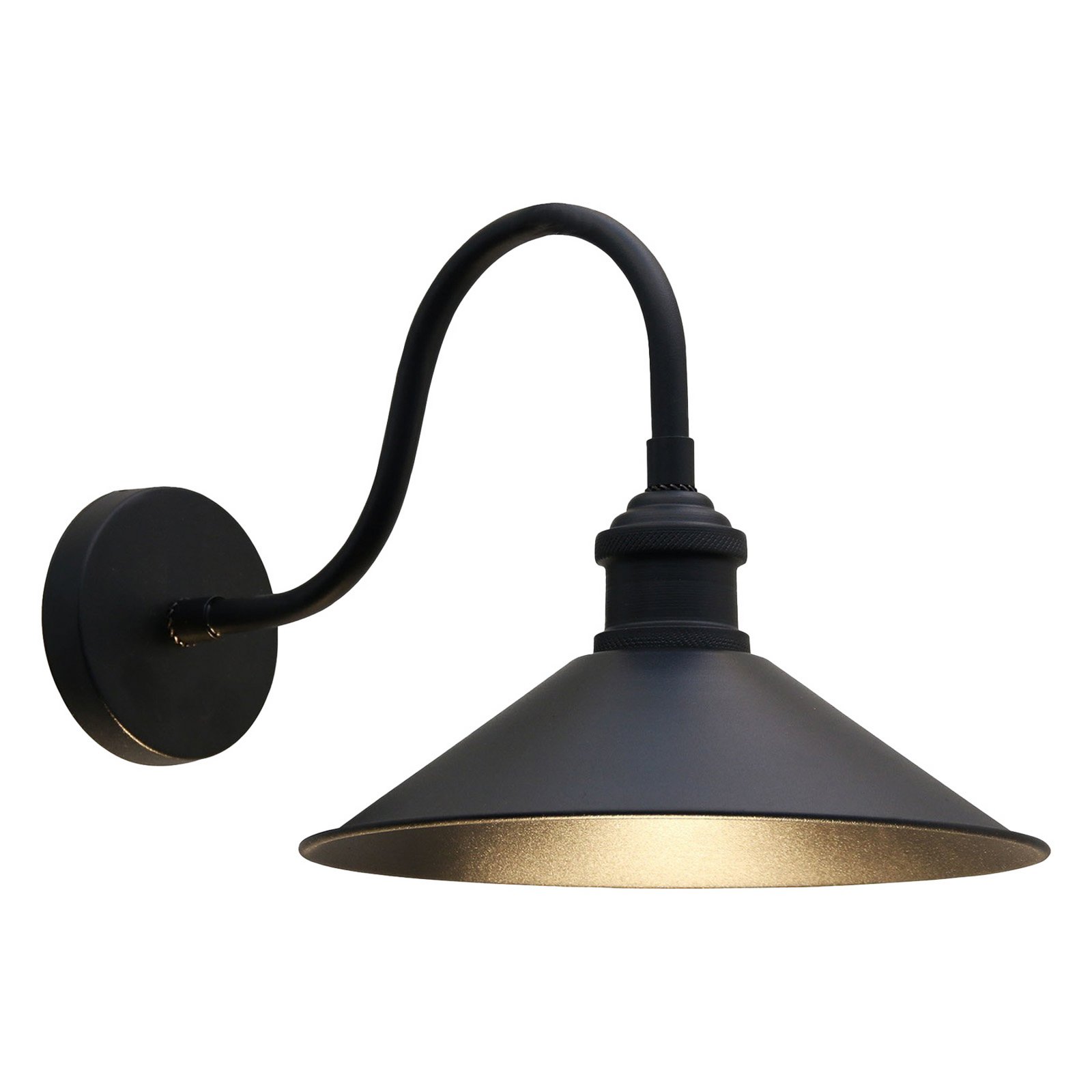 Christer wall light, black, width 24 cm, metal, E27
