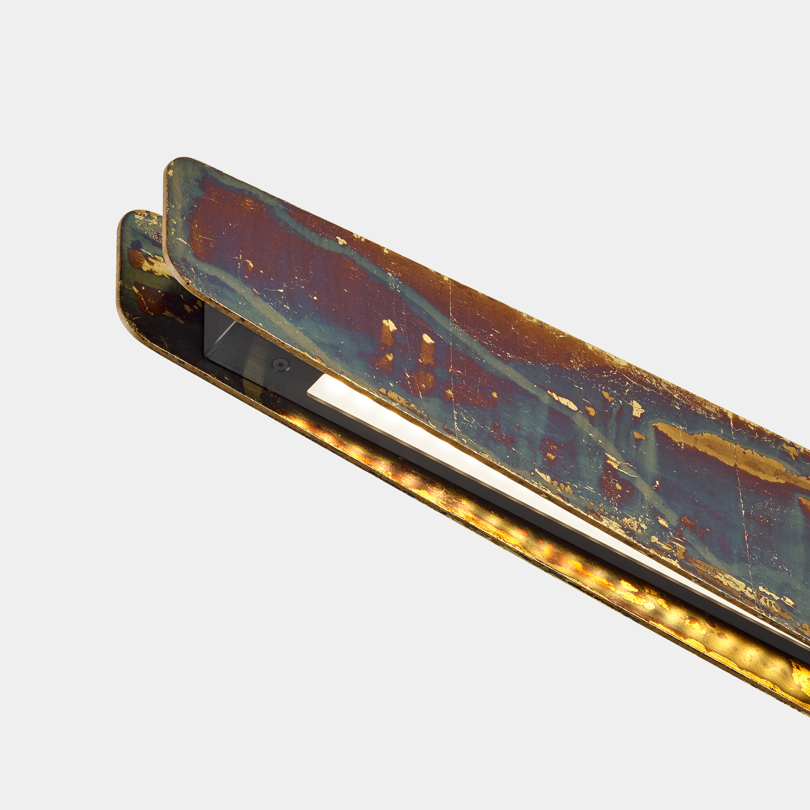 Quitani LED-Hängelampe Persida, 148 cm, Schlagmetall, gold