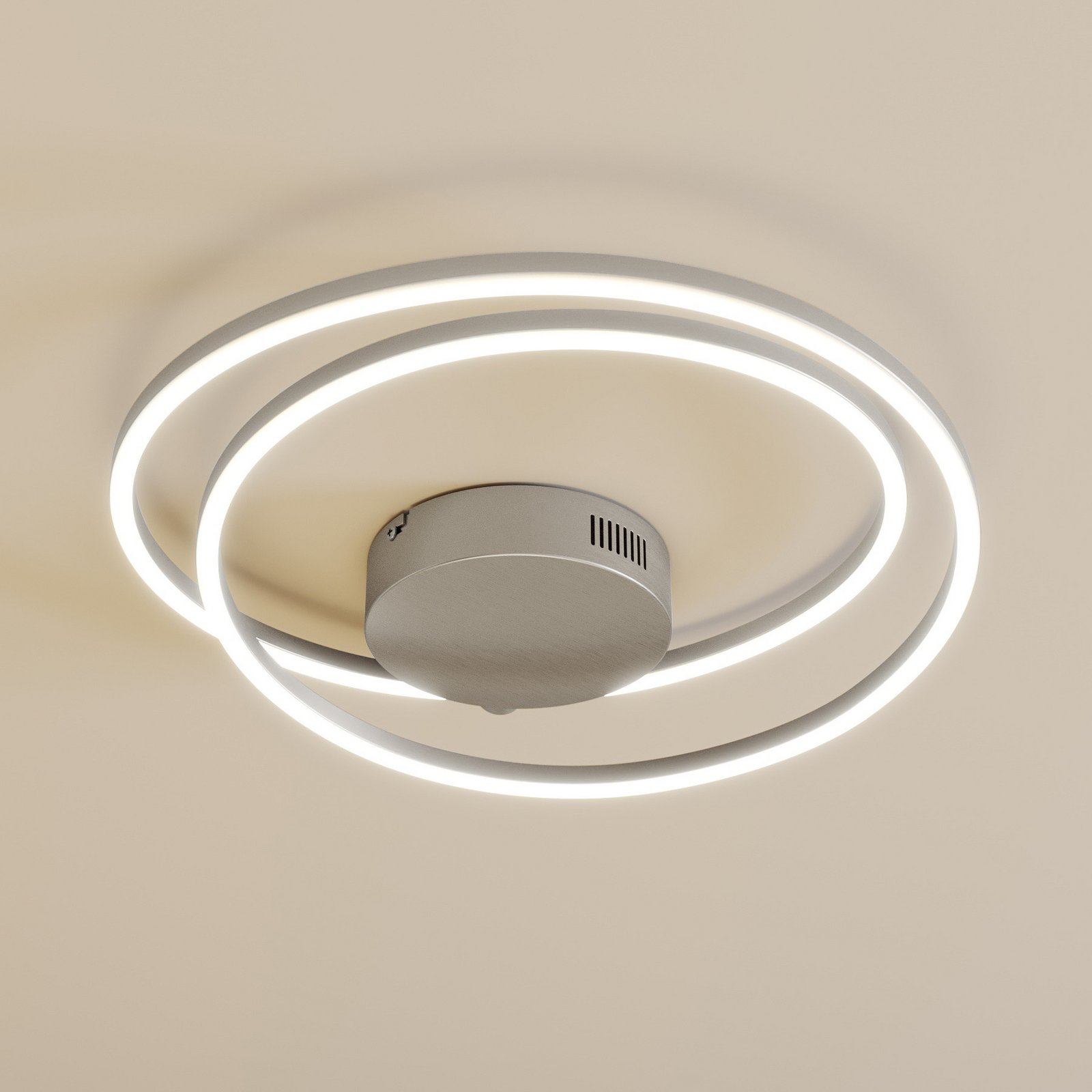 Lindby LED φωτιστικό οροφής Davian, νίκελ, 49 cm, με δυνατότητα ρύθμισης του