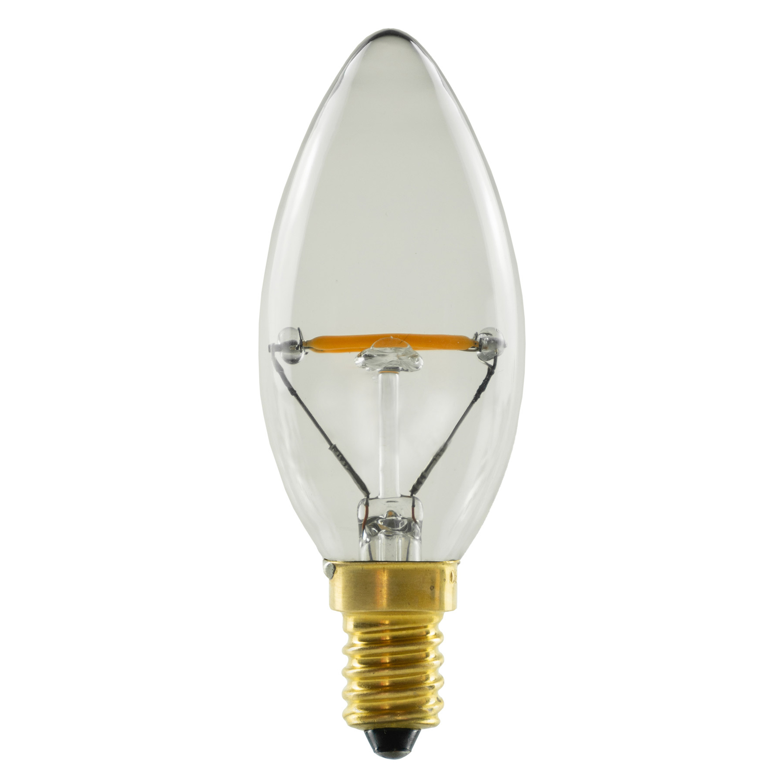 Segula vela LED E14 1.5W 2,200K regulável transparente