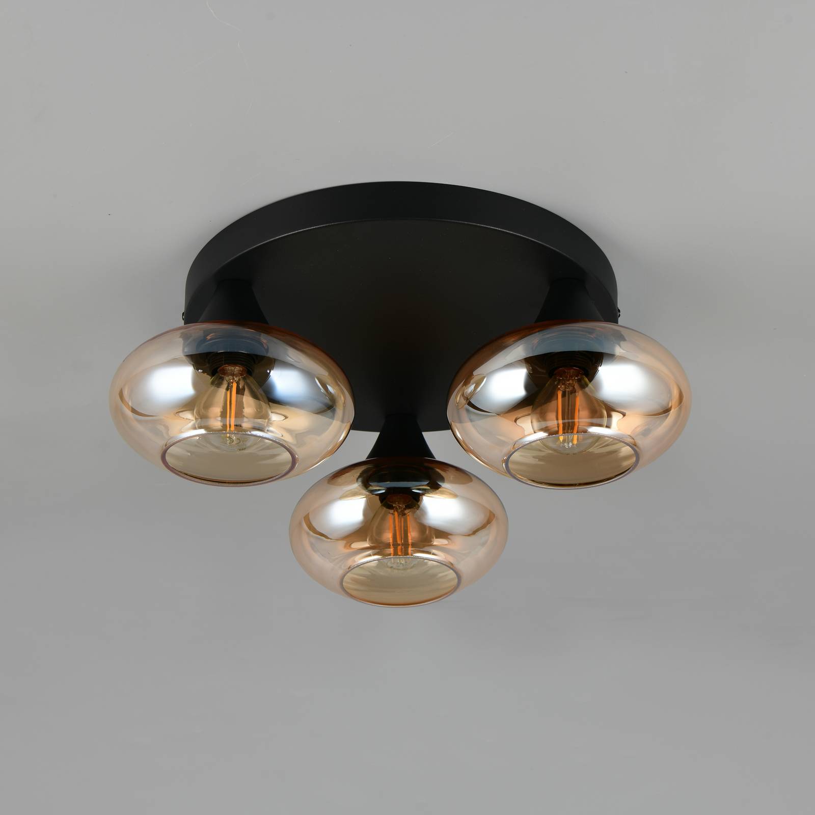 Deckenleuchte Divina, amberfarbig, Ø 39 cm, 3-flammig, Glas günstig online kaufen