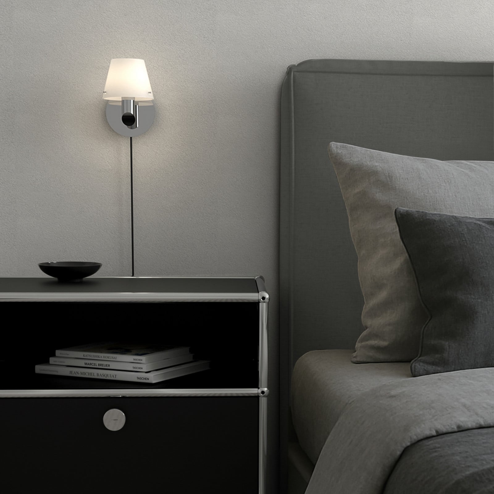Gil væglampe, kromfarvet, Ø 10 cm, stik Herstal - Stue - Design - Metal - Med én lyskilde billede