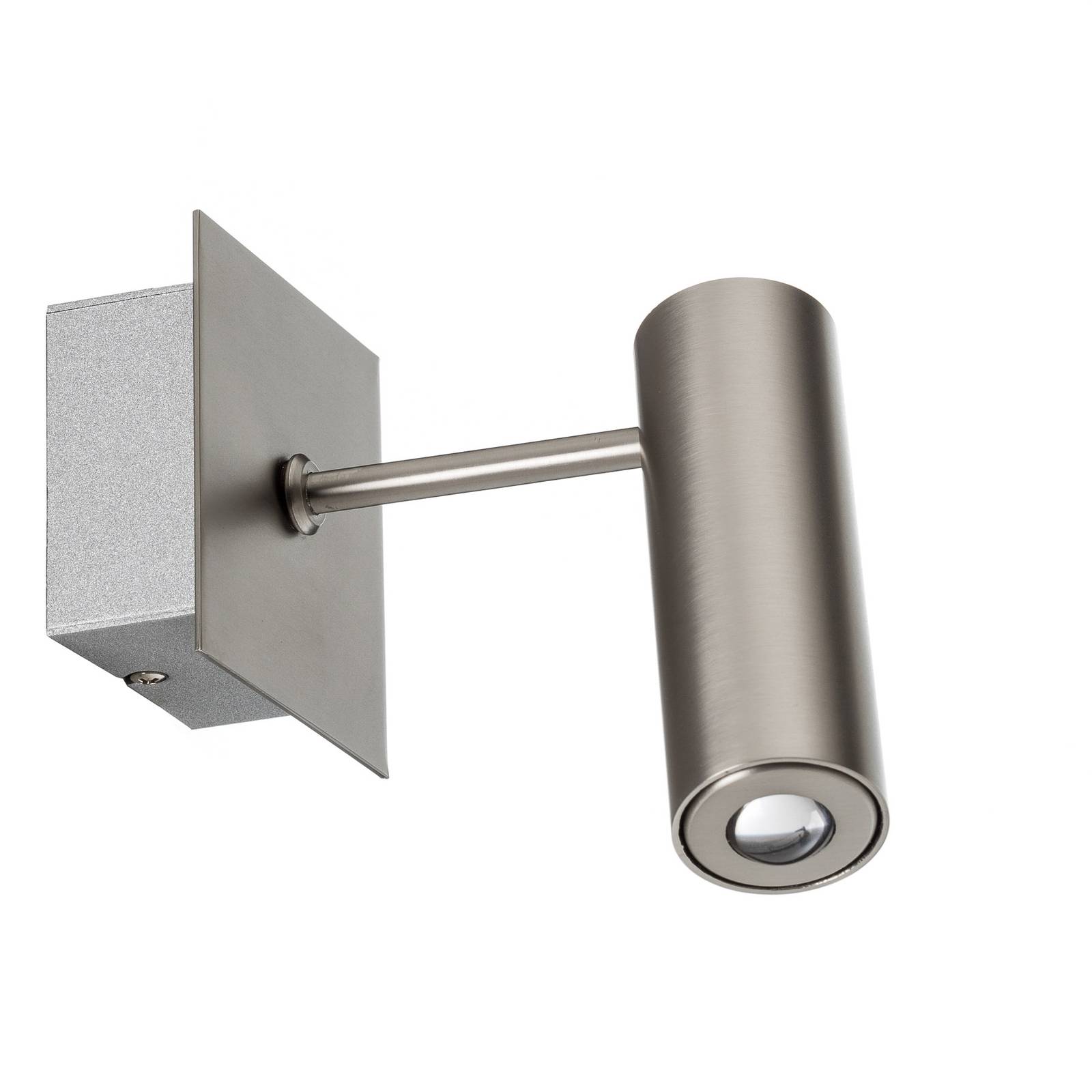 Pujol Iluminación Tub LED wall spotlight, matt nickel, one-bulb - Living / Dining Room - Silver