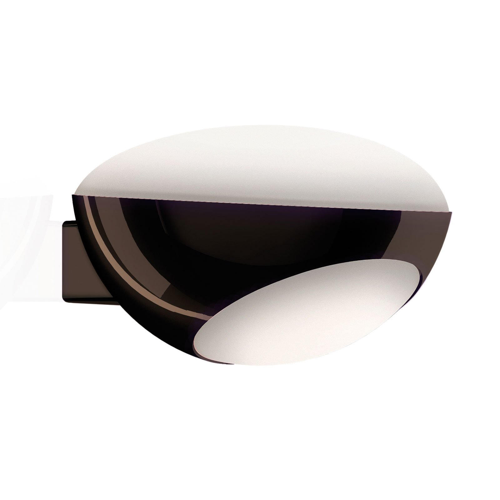 Kundalini Tua LED wall light black, for Living / Dining Room, coated metal, etched glass, 17 W, energy efficiency: A+, W: 18 cm, H: 11 cm