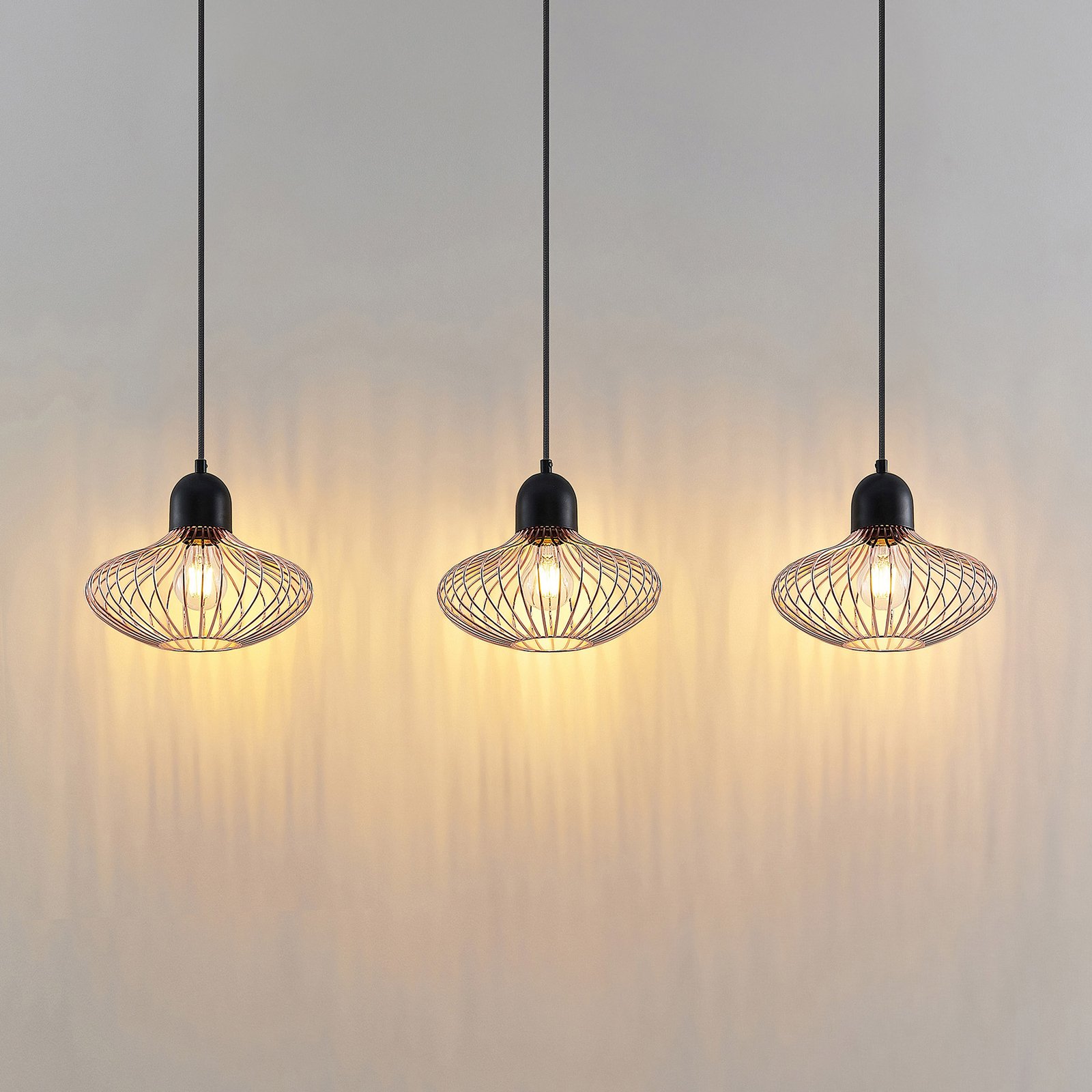 Justinos 3 Pendelleuchte Black/Copper - Lindby